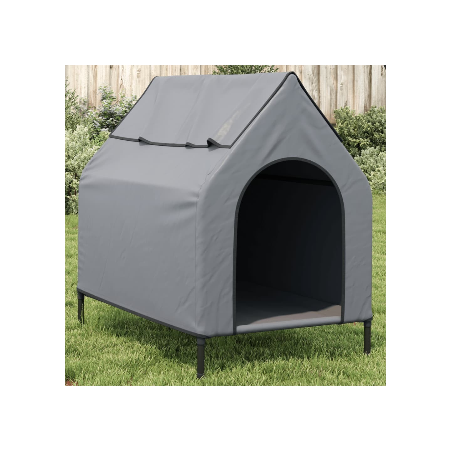 Niche pour chien gris clair tissu oxford et acier