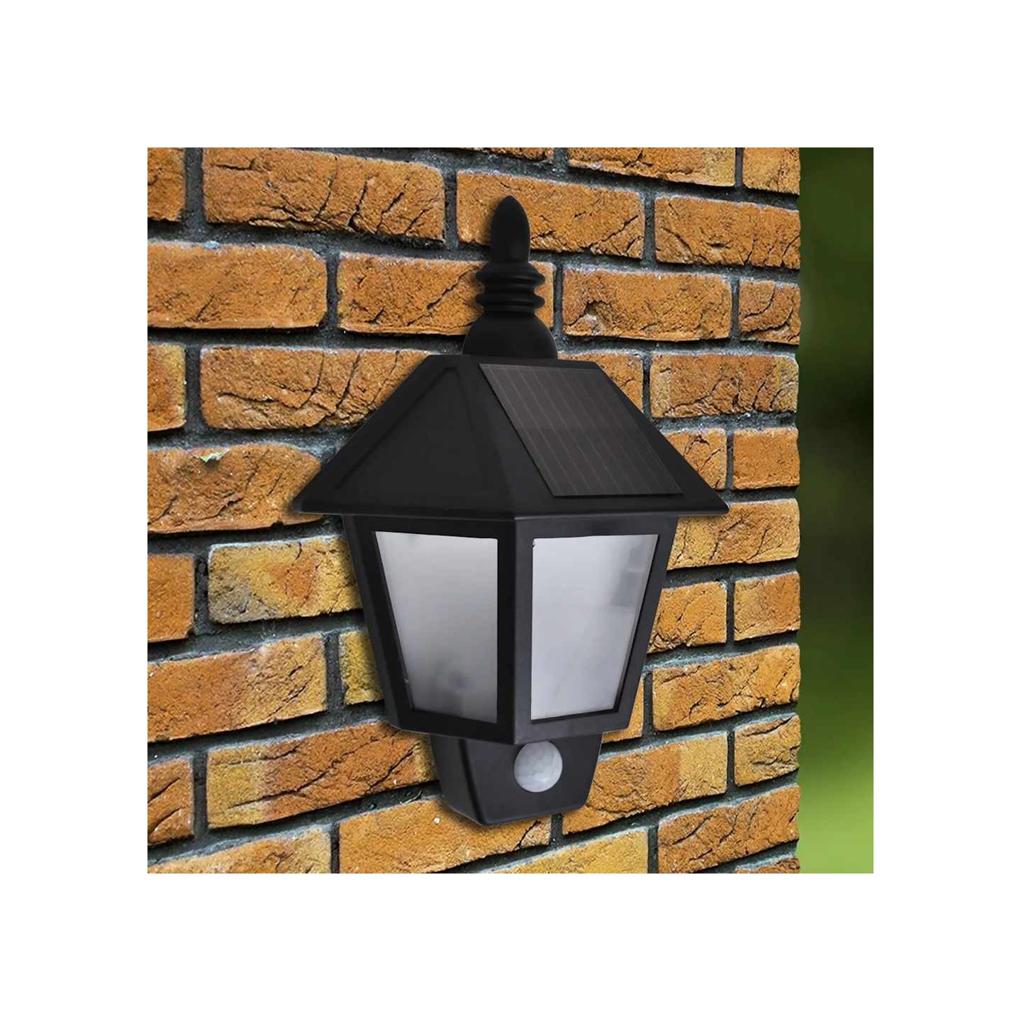 Appliques murales solaires 2 pcs avec capteur de mouvement Noir