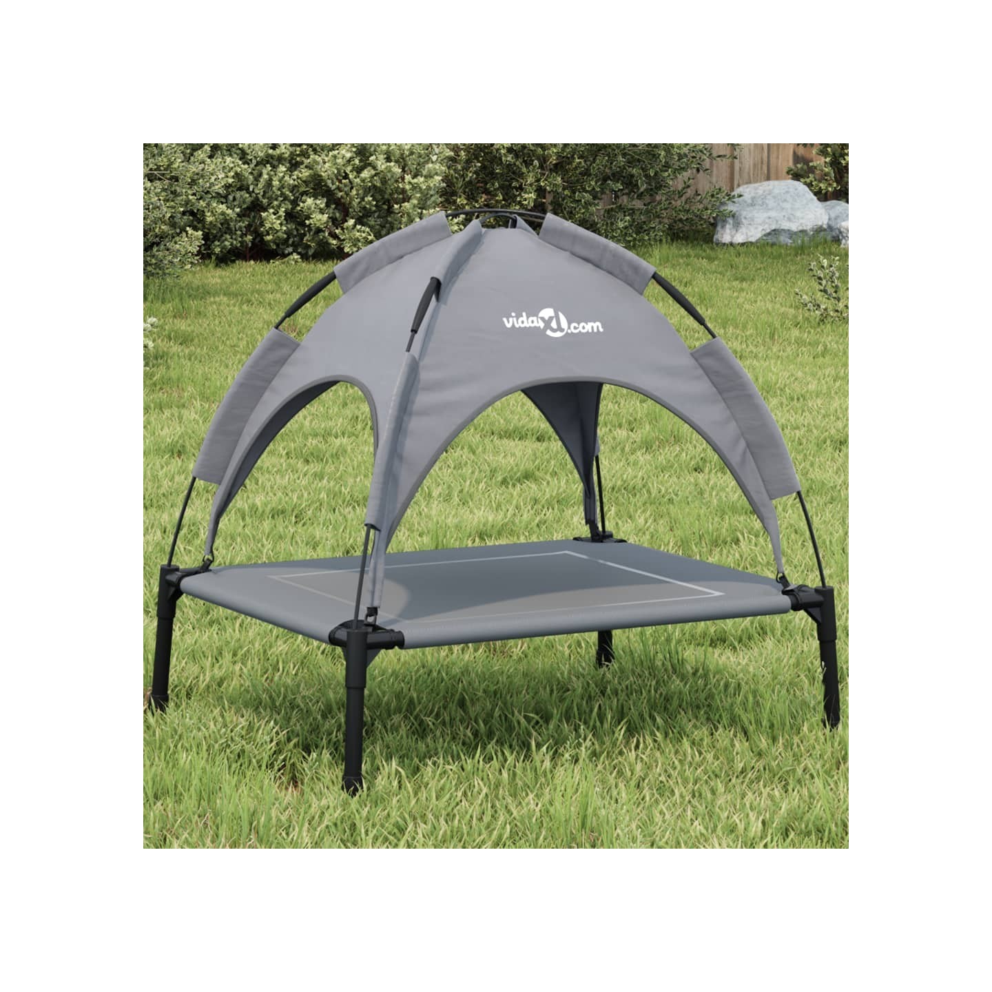 Lit pour chien avec auvent anthracite tissu Oxford et acier