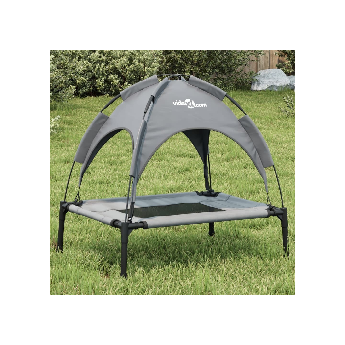 Lit pour chien avec auvent anthracite tissu Oxford et acier