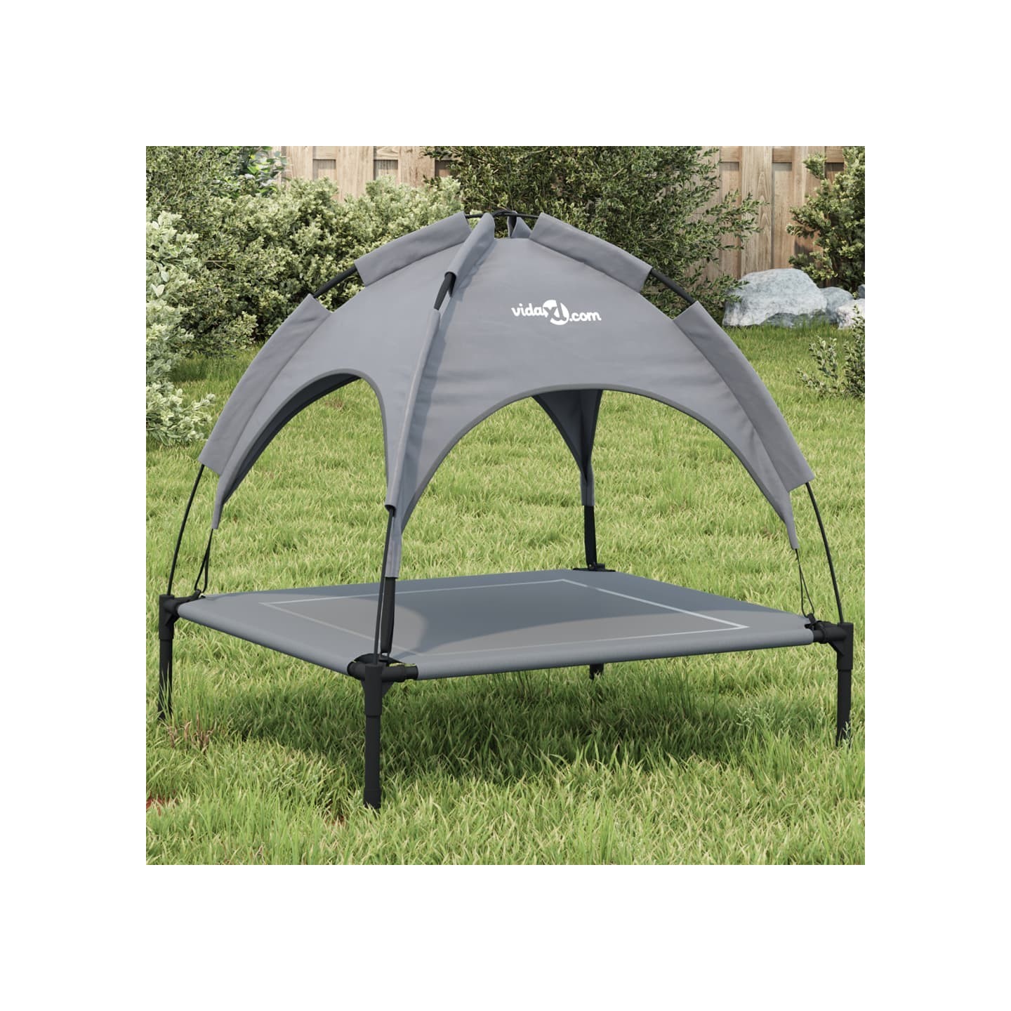 Lit pour chien avec auvent anthracite tissu Oxford et acier