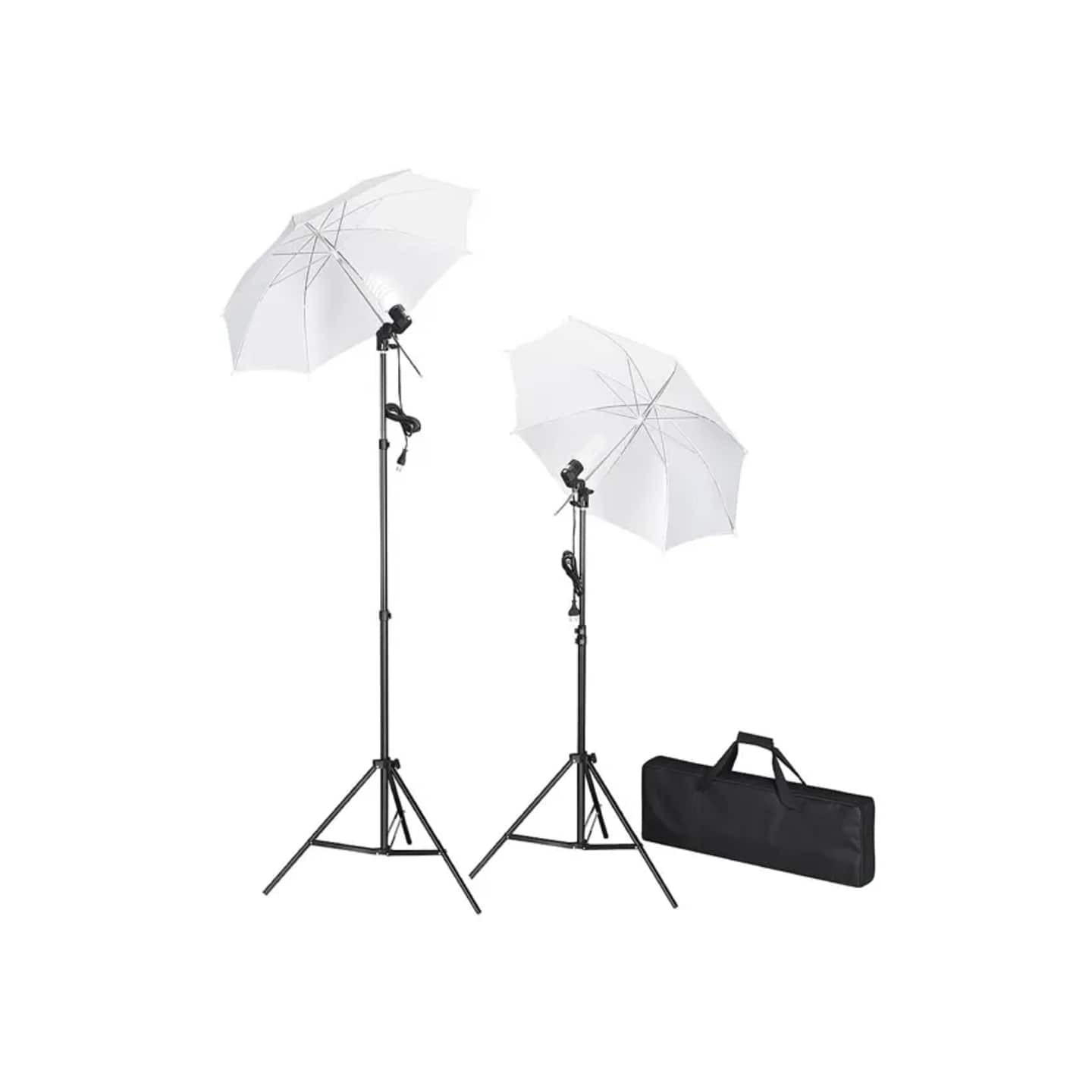 Kit de studio photo avec lampes pieds et parapluies