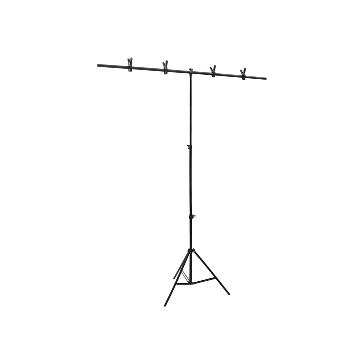 Support de fond en forme de T Noir 151x60x(70-200) cm