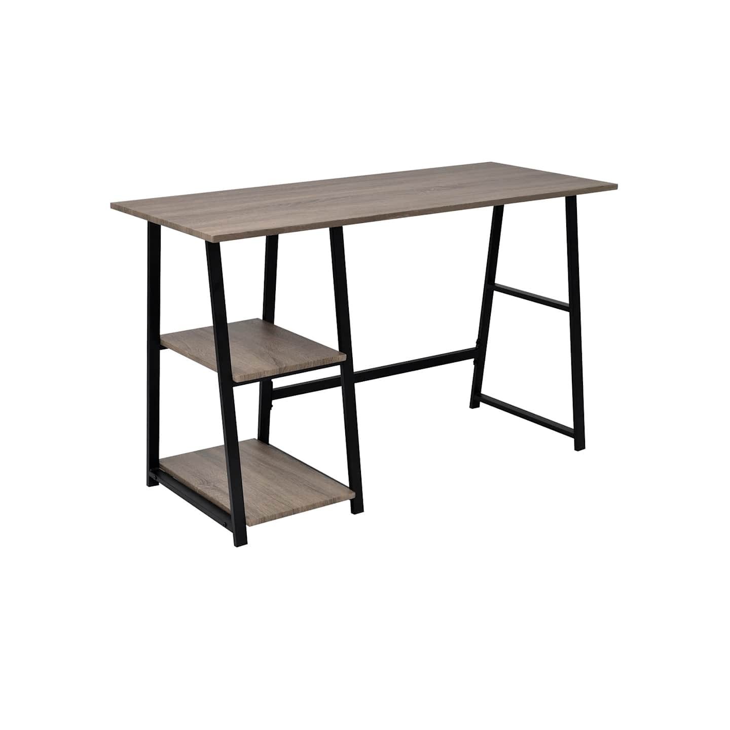 Bureau avec 2 étagères Gris et chêne