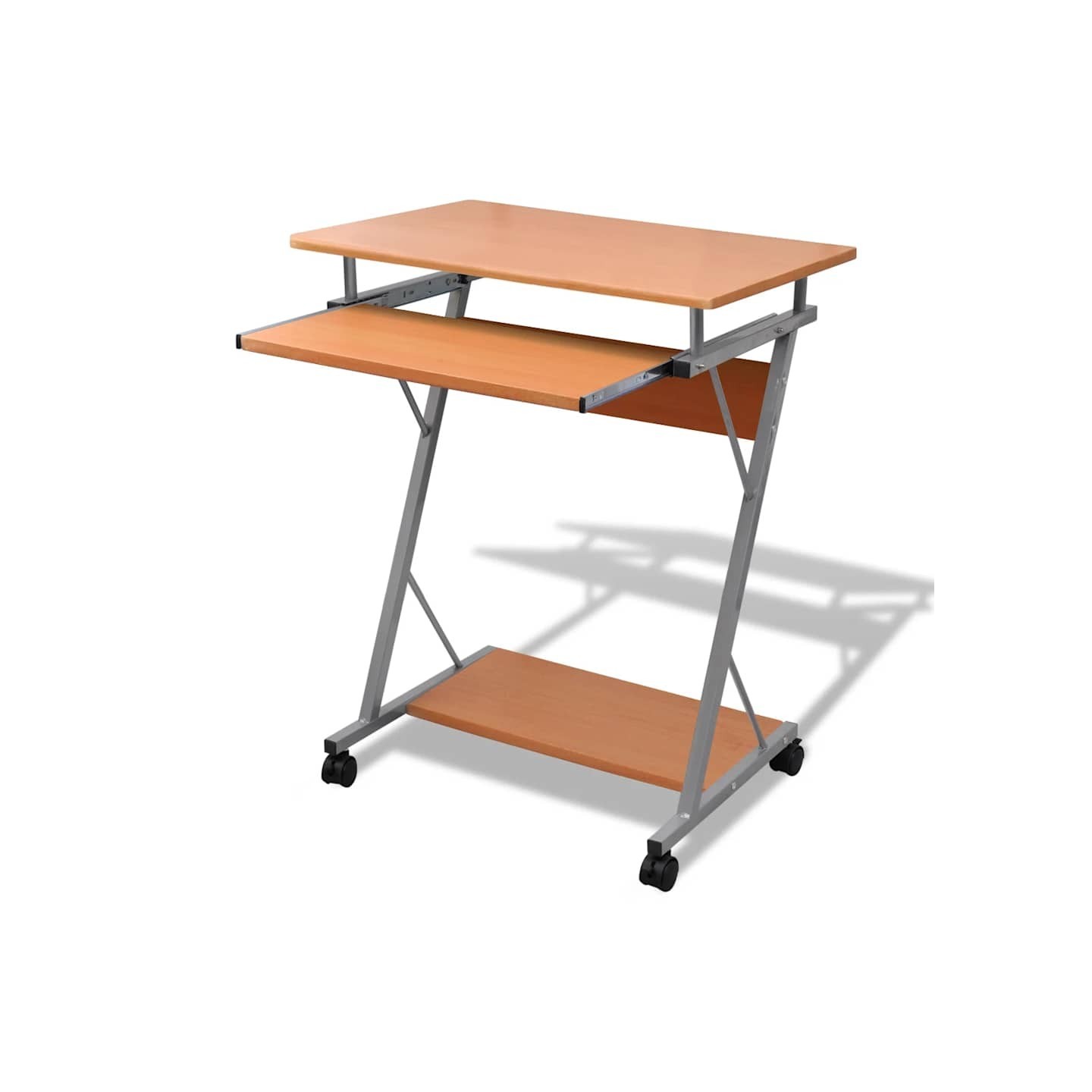 Bureau d'ordinateur avec plateau à clavier coulissant Marron