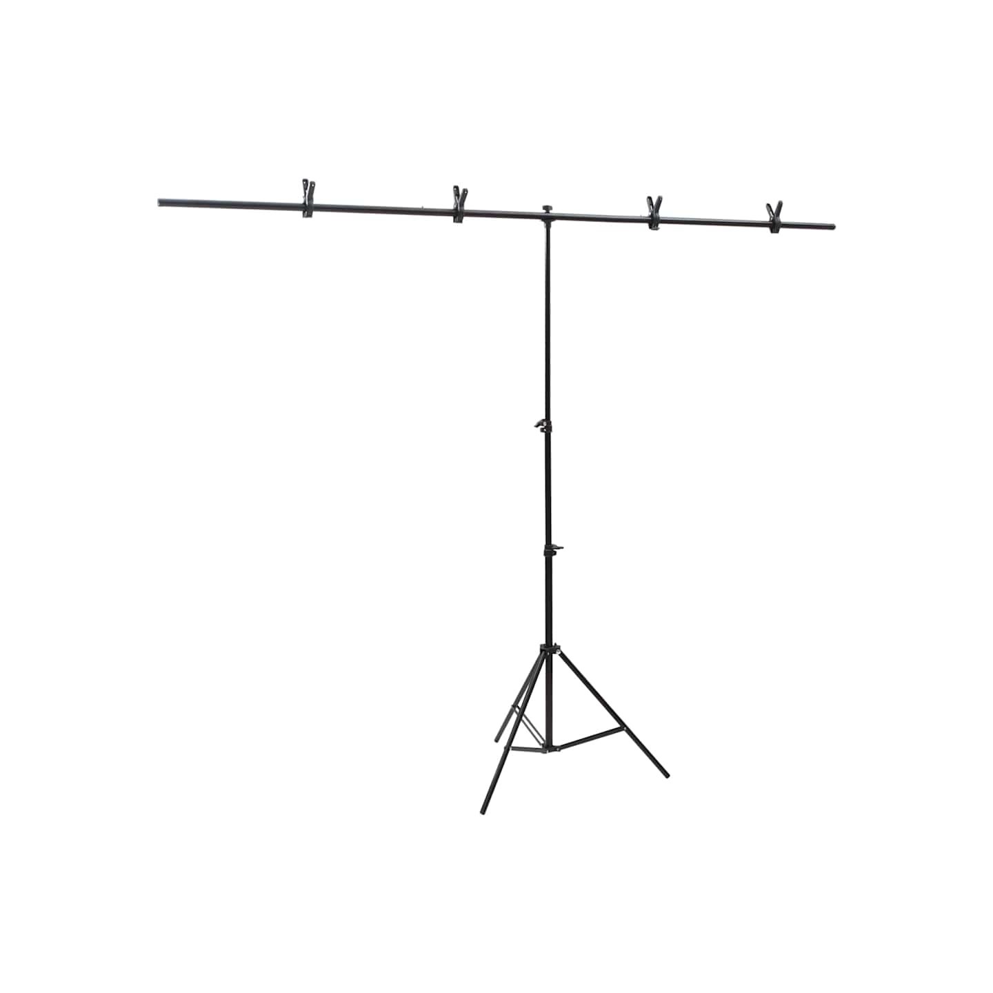 Support de fond en forme de T Noir 201x60x(70-200) cm