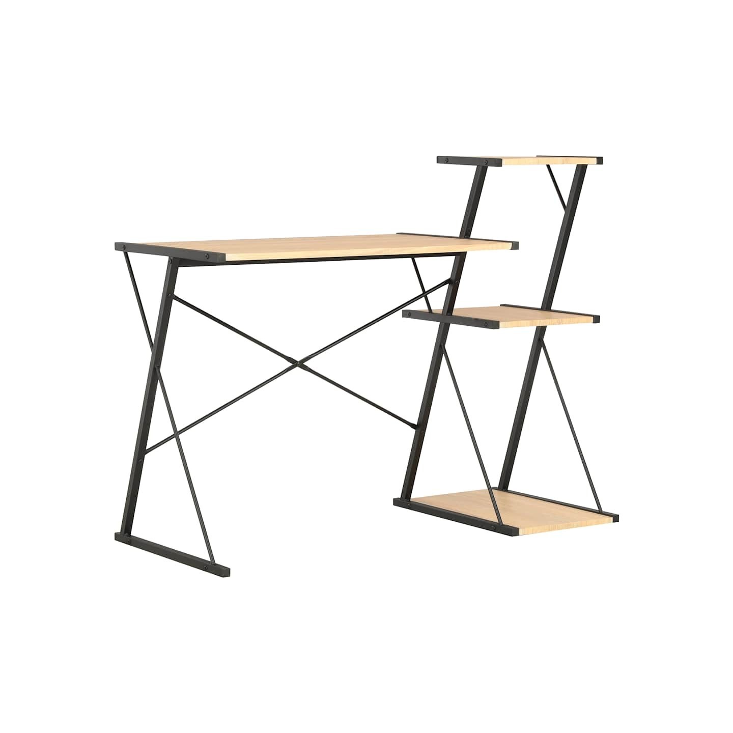 Bureau avec étagère Noir et chêne 116x50x93 cm