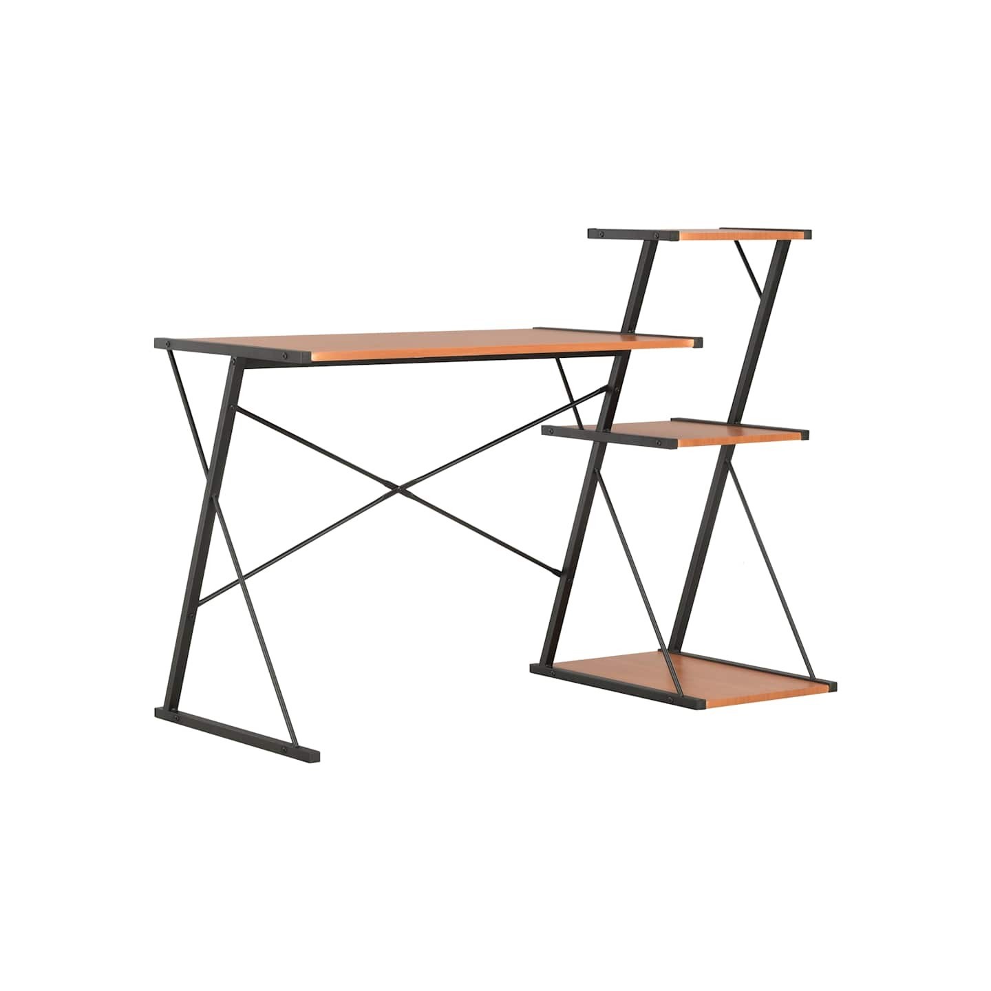 Bureau avec étagère Noir et marron 116x50x93 cm