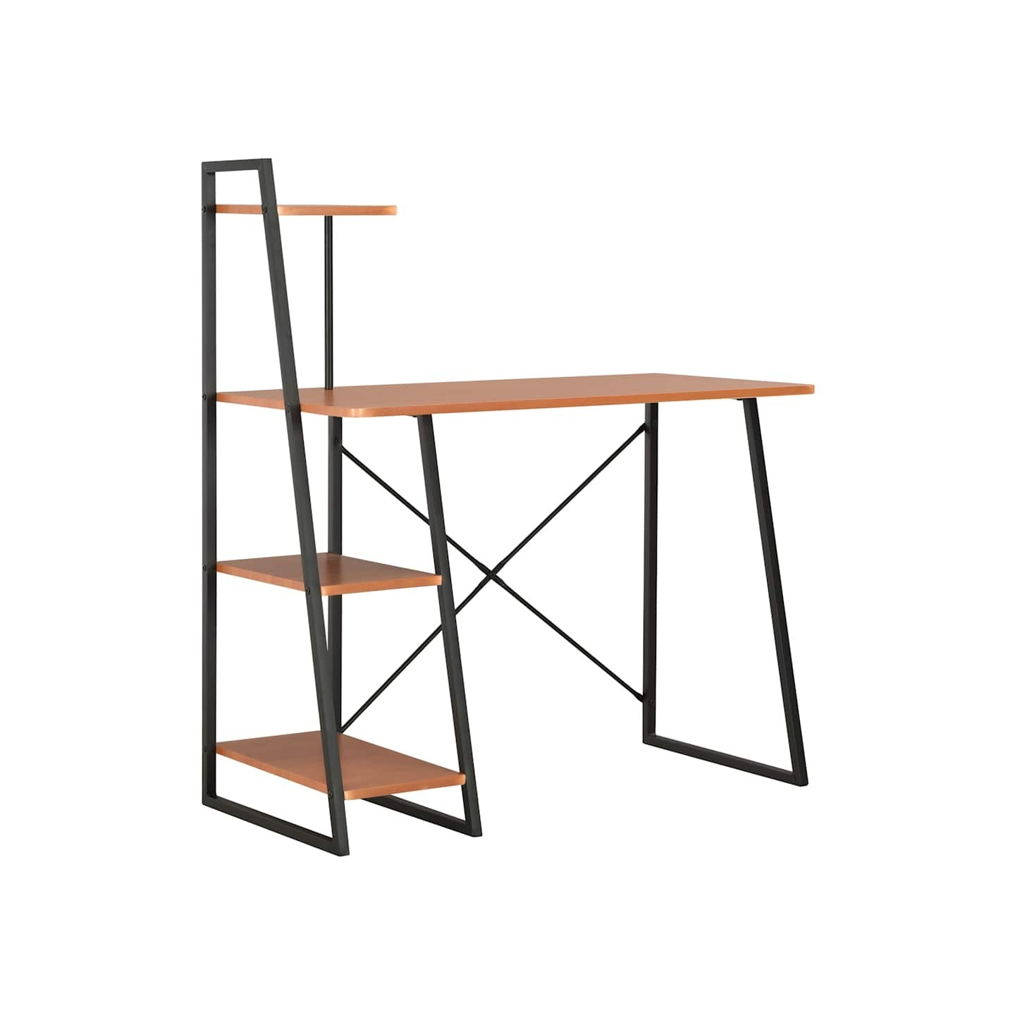 Bureau avec étagère Noir et marron 102x50x117 cm
