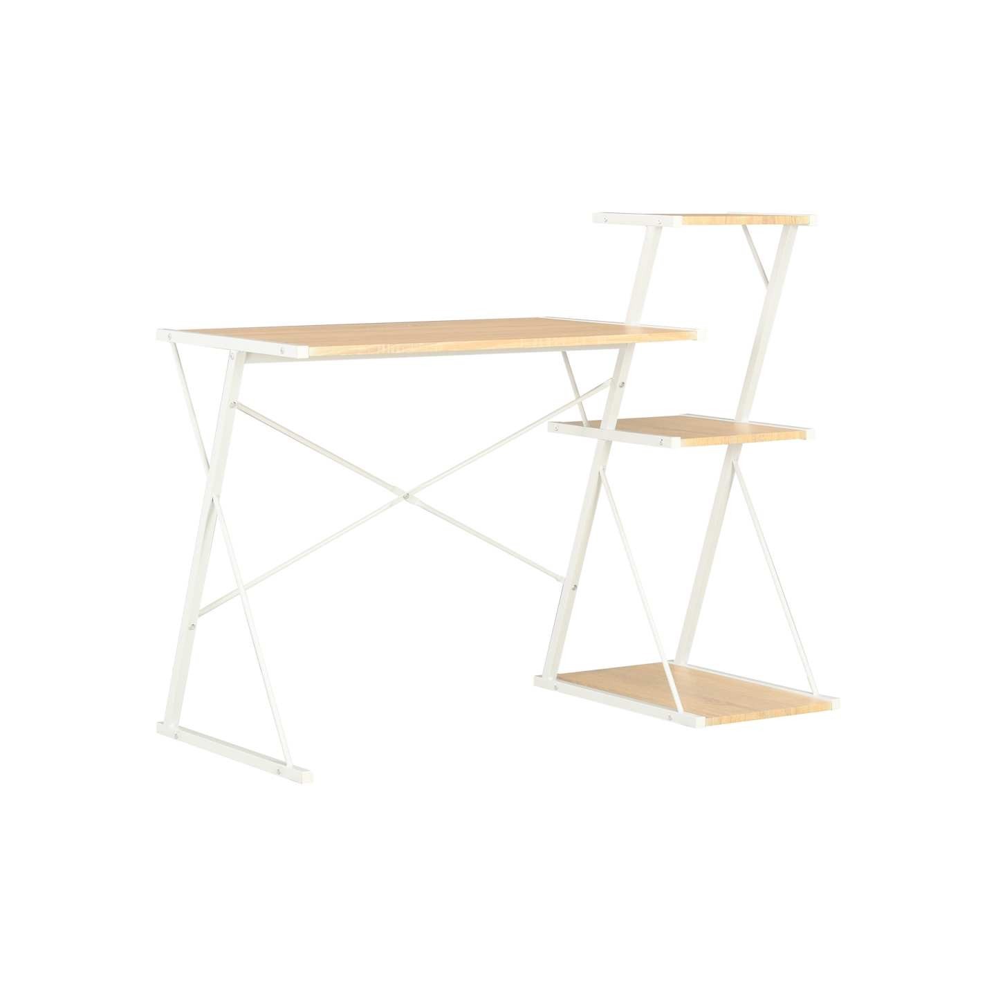 Bureau avec étagère Blanc et chêne 116x50x93 cm