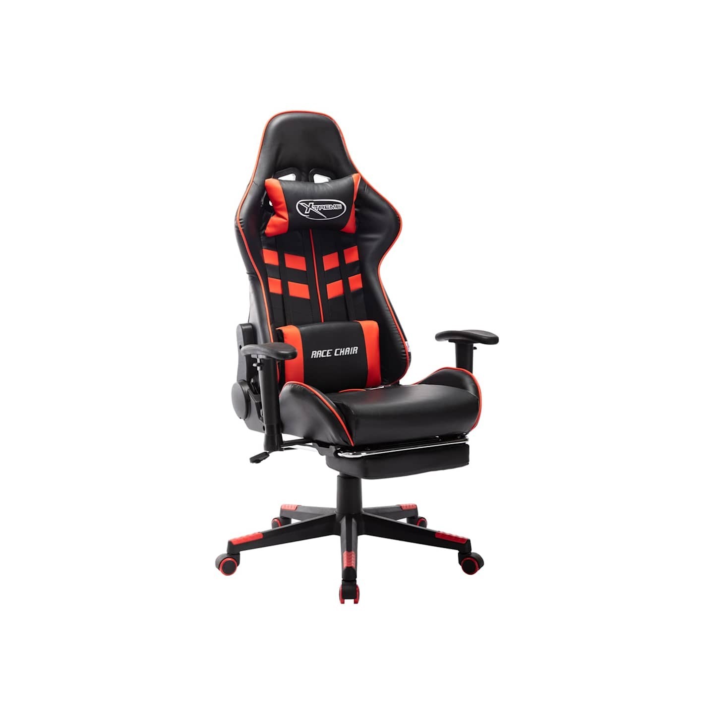 Chaise de jeu avec repose-pied Noir et rouge Cuir artificiel