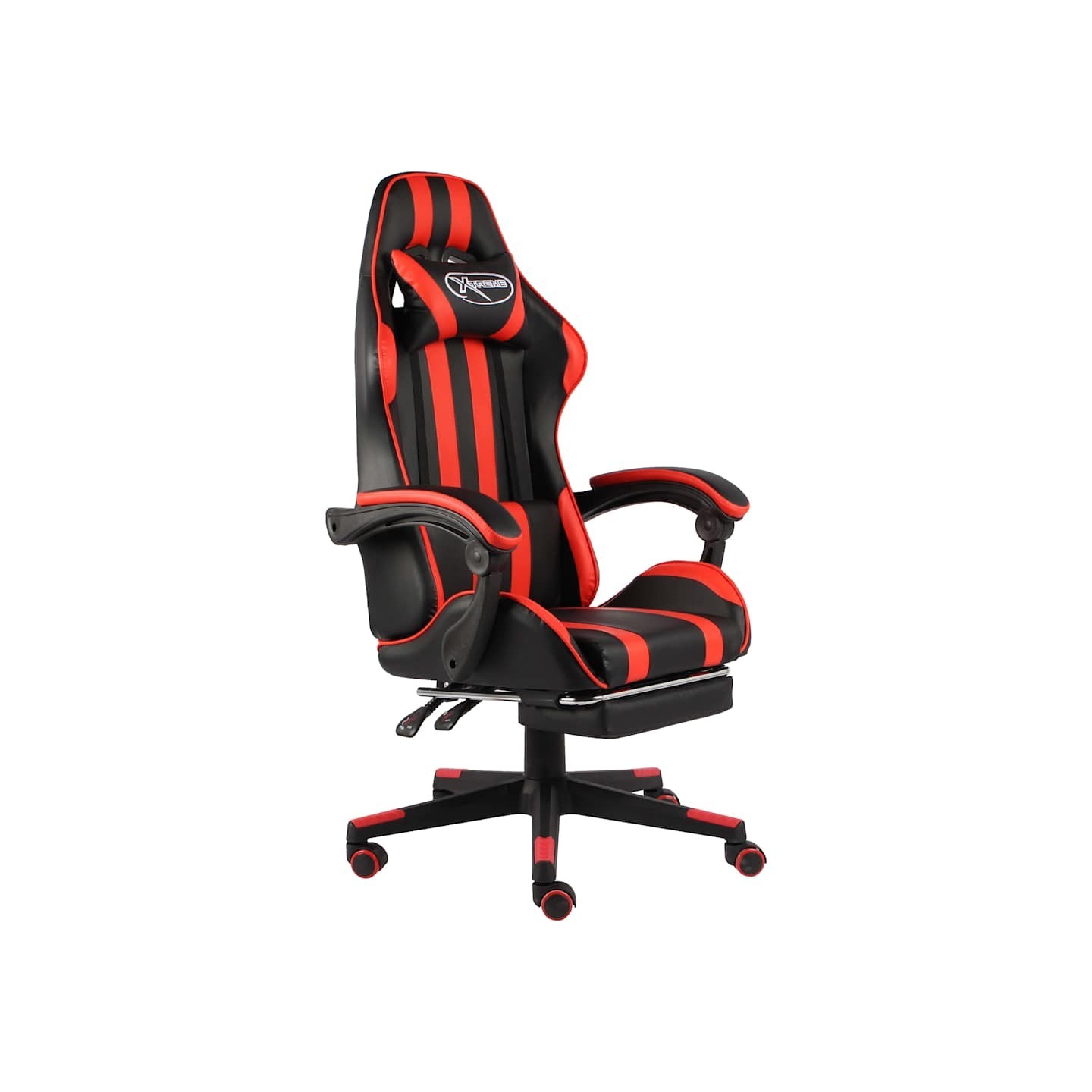 Fauteuil de jeux vidéo et repose-pied Noir et rouge Similicuir