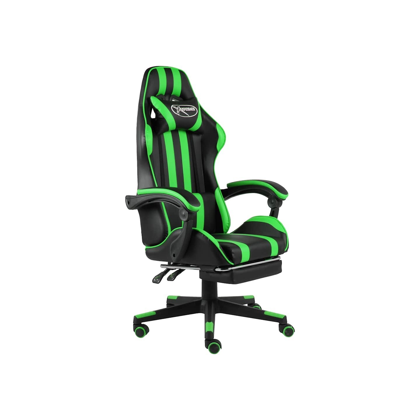 Fauteuil de jeux vidéo avec repose-pied Noir et vert Similicuir