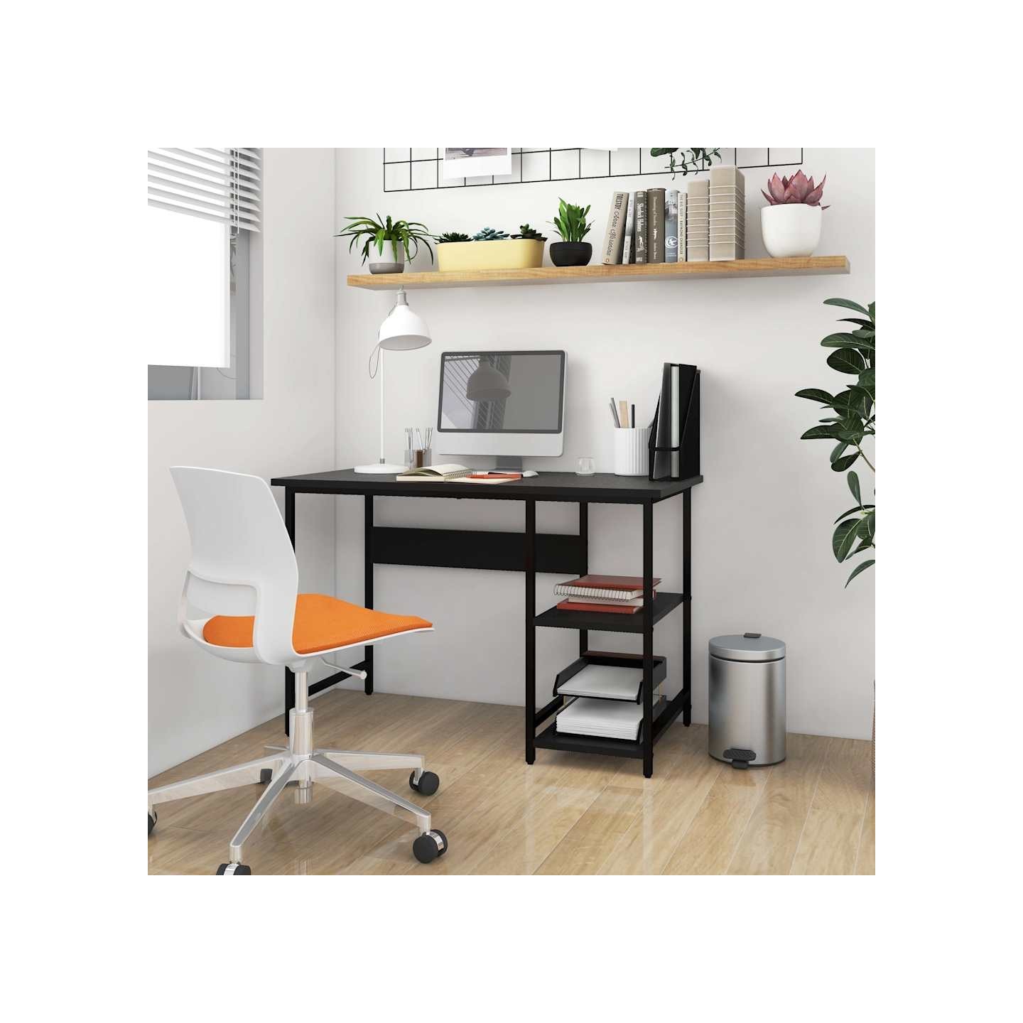 Bureau d'ordinateur Noir 105x50x72 cm MDF et métal
