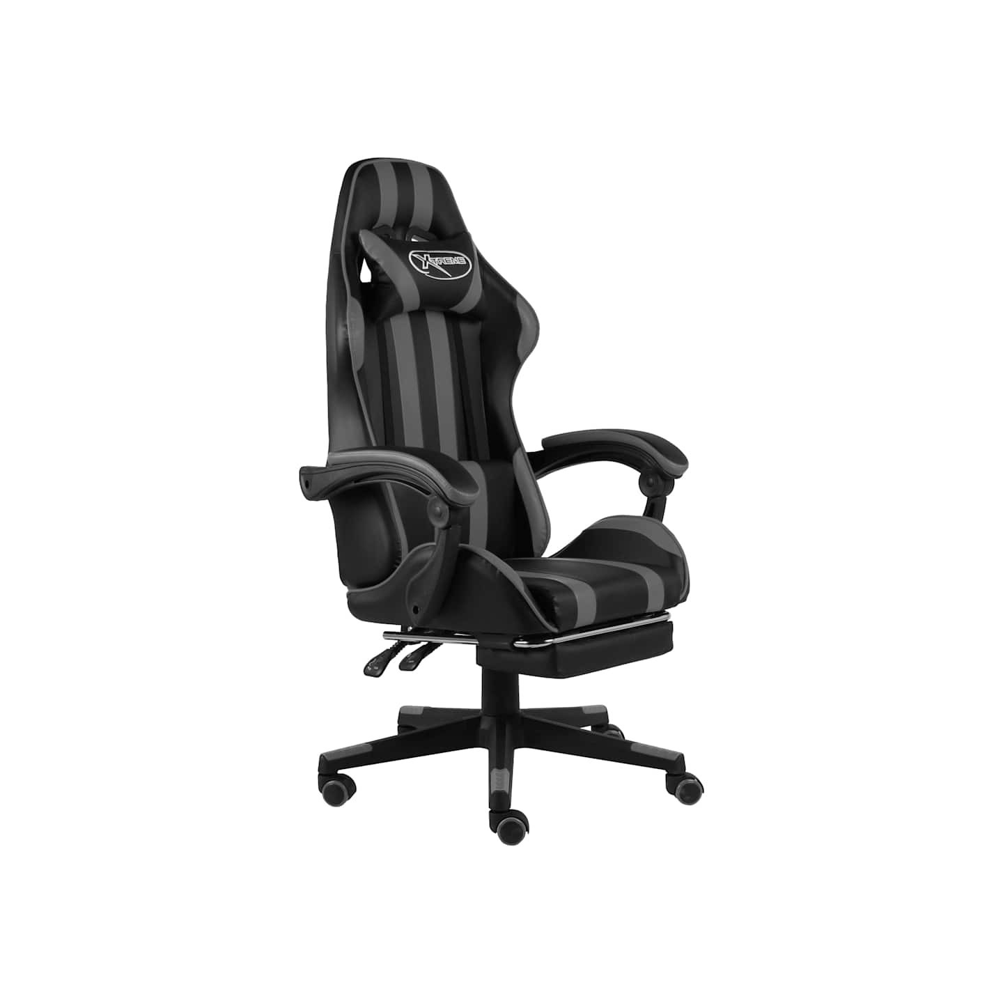 Fauteuil de jeux vidéo avec repose-pied Noir et gris Similicuir