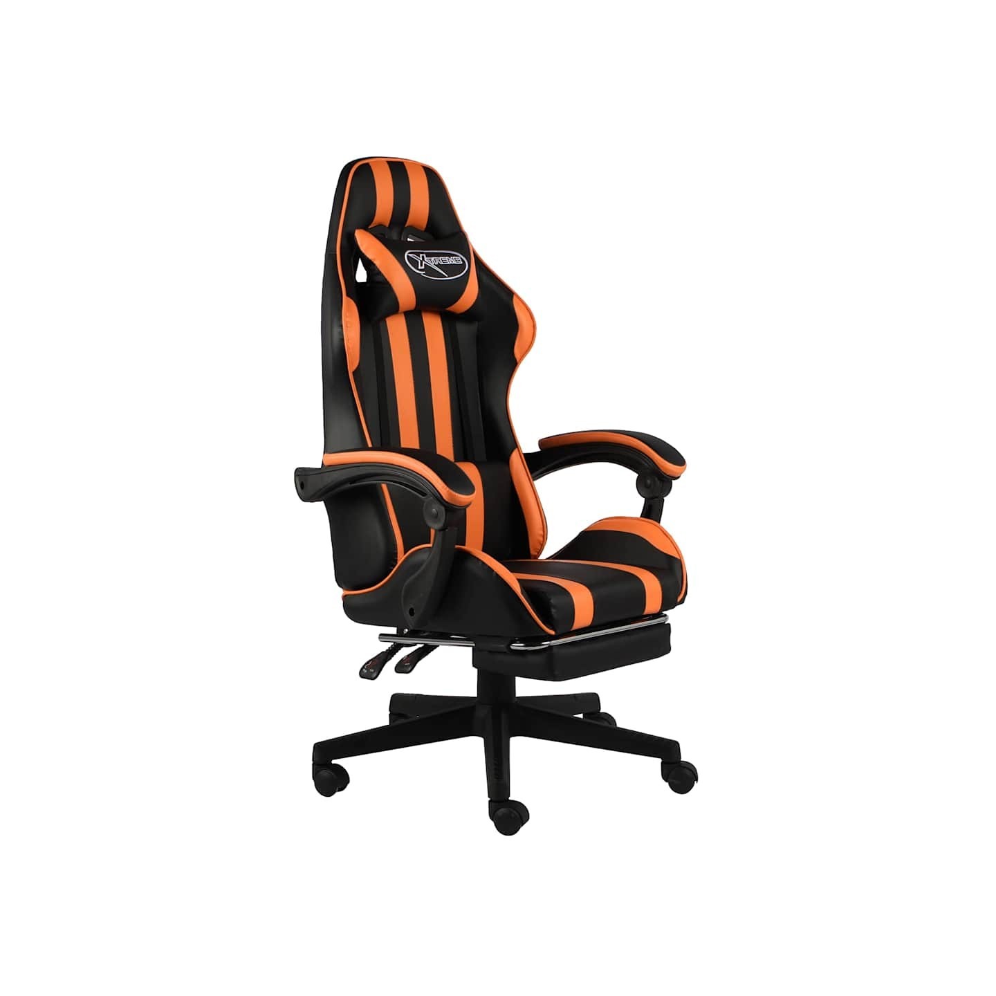 Fauteuil de jeux vidéo et repose-pied Noir et orange Similicuir