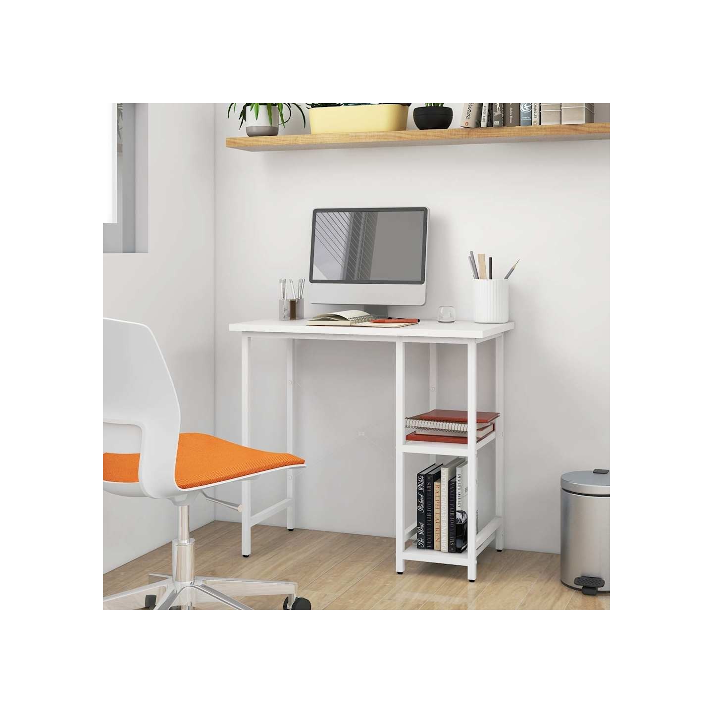 Bureau d'ordinateur Blanc 80x40x72 cm MDF et métal