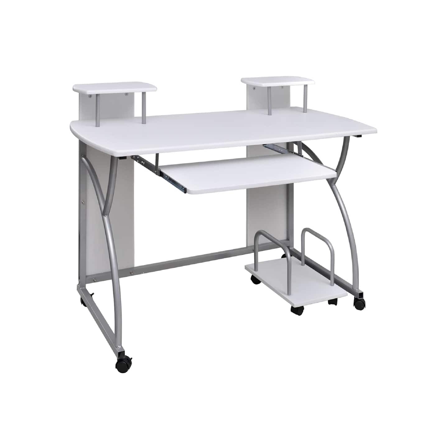 Bureau d'ordinateur Blanc 110x52x88,5 cm Bois d’ingénierie