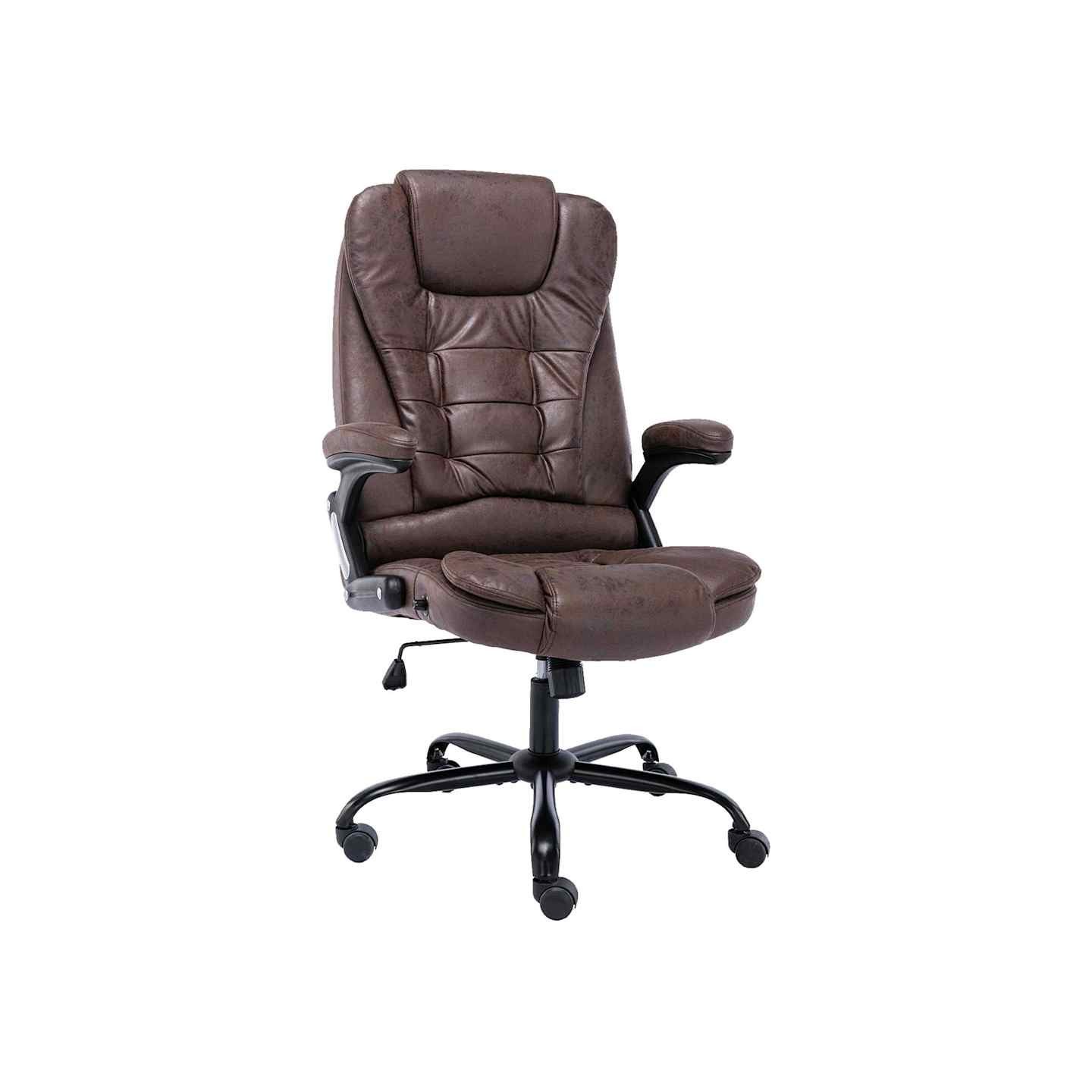 Chaise de bureau marron foncé similicuir daim