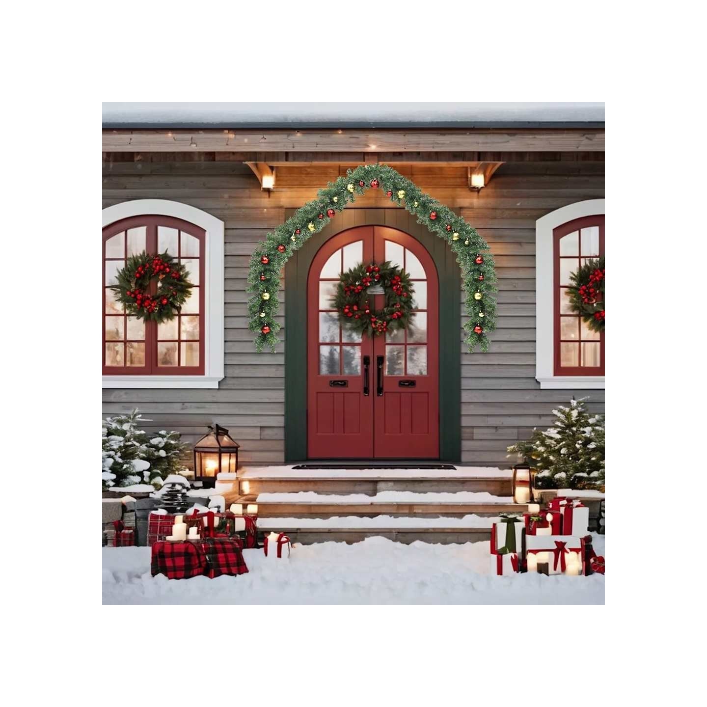 Guirlande de Noël décorée avec boules et lumières LED 5 m