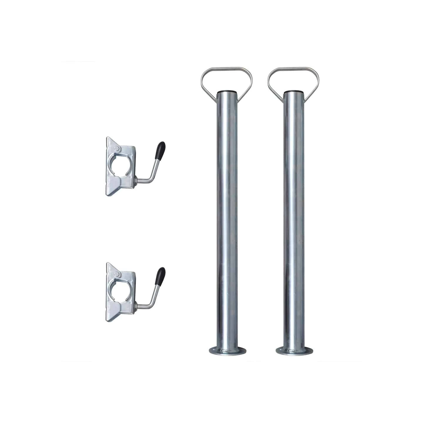 2 tubes de support et 2 pinces fendues pour roue de jauge 48 mm