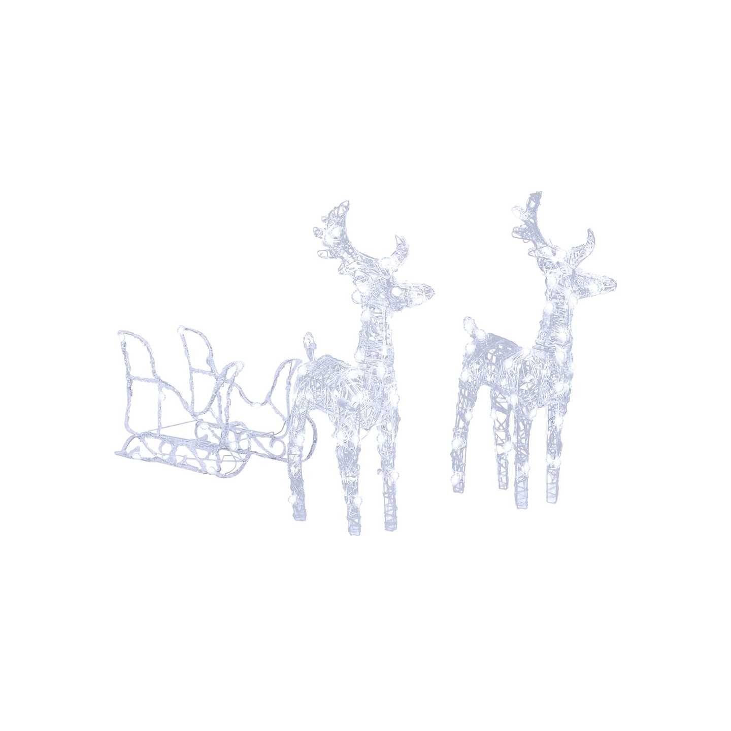 Décoration de Noël Rennes et traîneau 160 LED 130 cm Acrylique