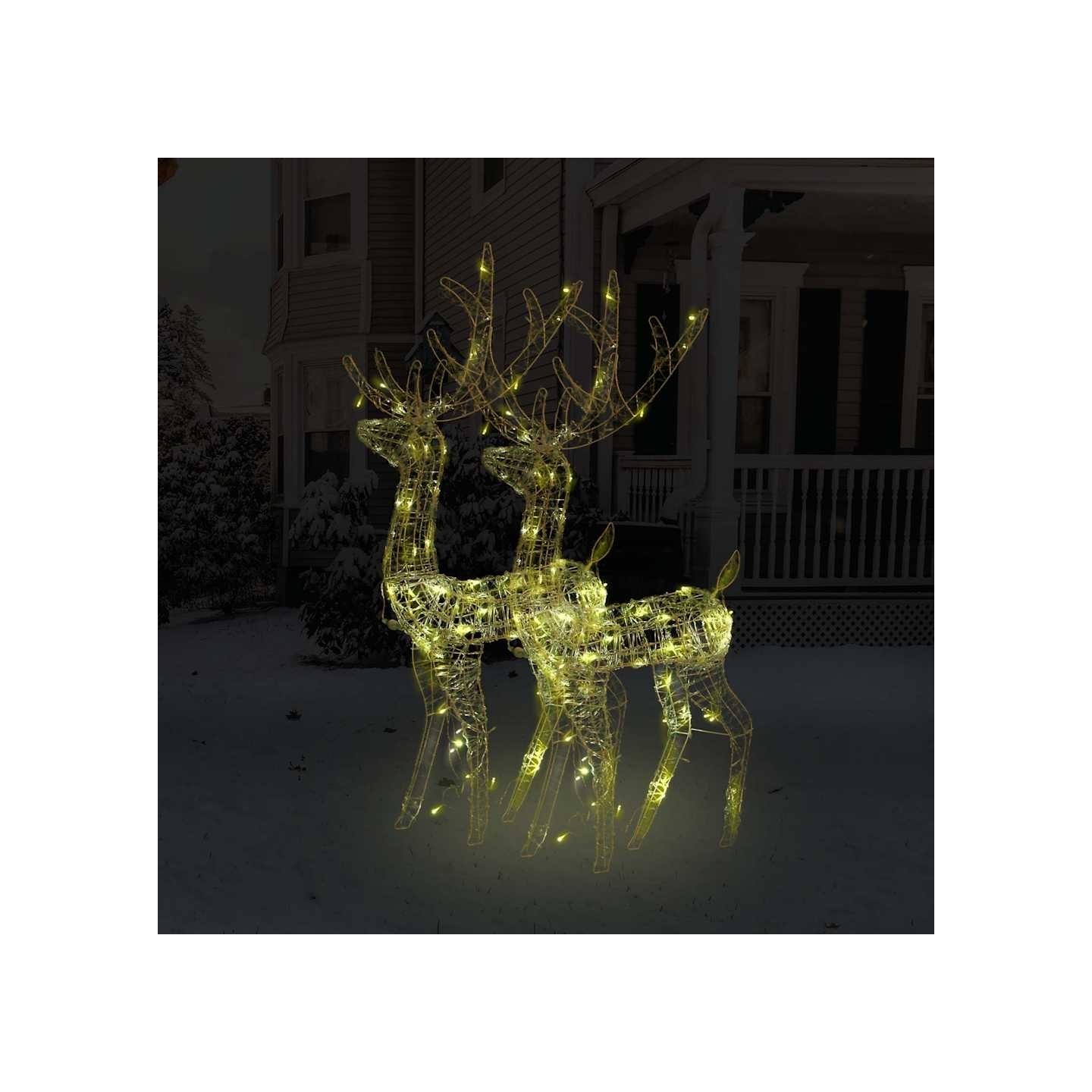 Décorations de Noël de renne Acrylique 2 pcs 128 cm Blanc chaud