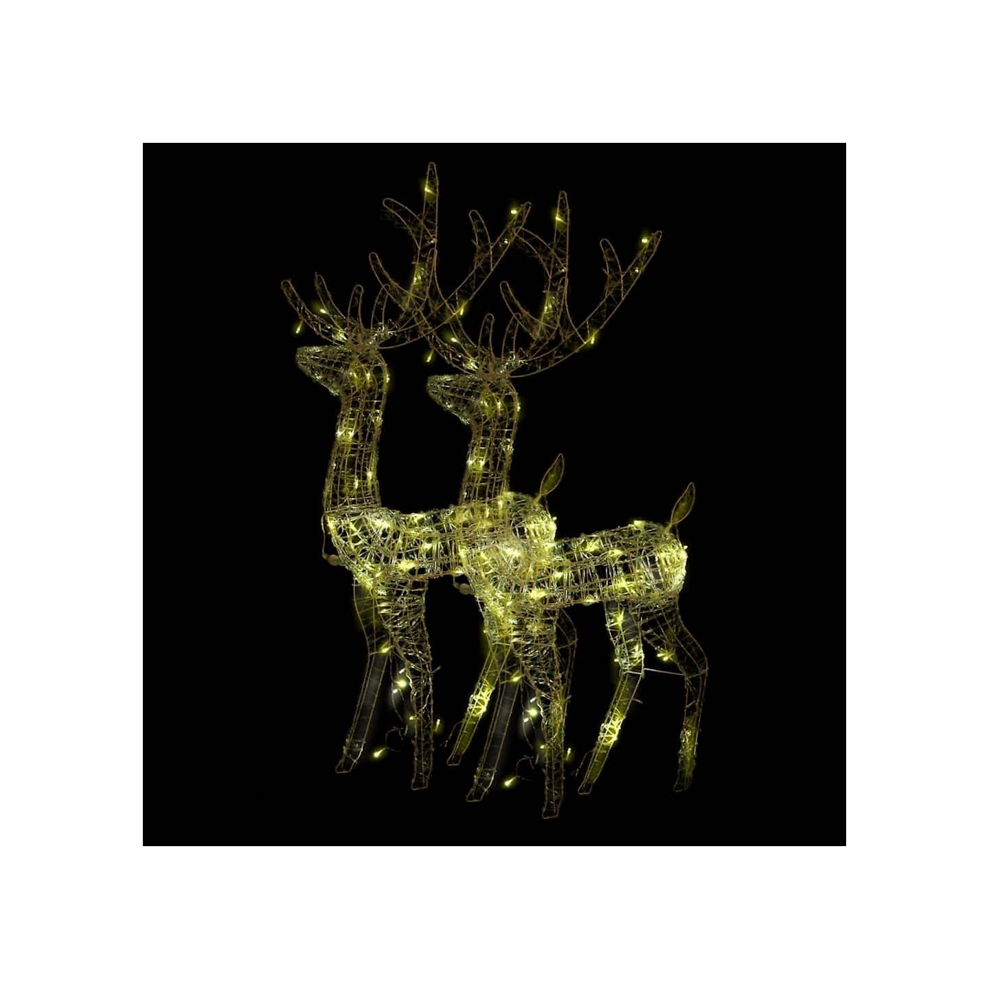 Décorations de Noël de renne Acrylique 2 pcs 128 cm Blanc chaud