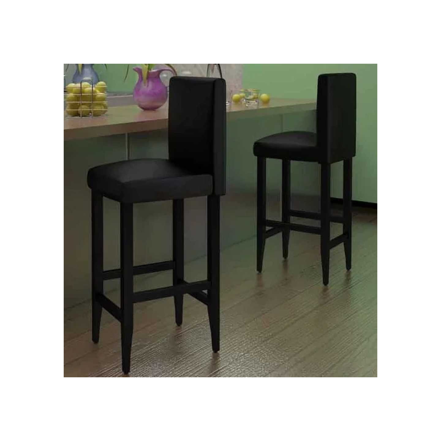 Tabourets de bar lot de 2 noir similicuir
