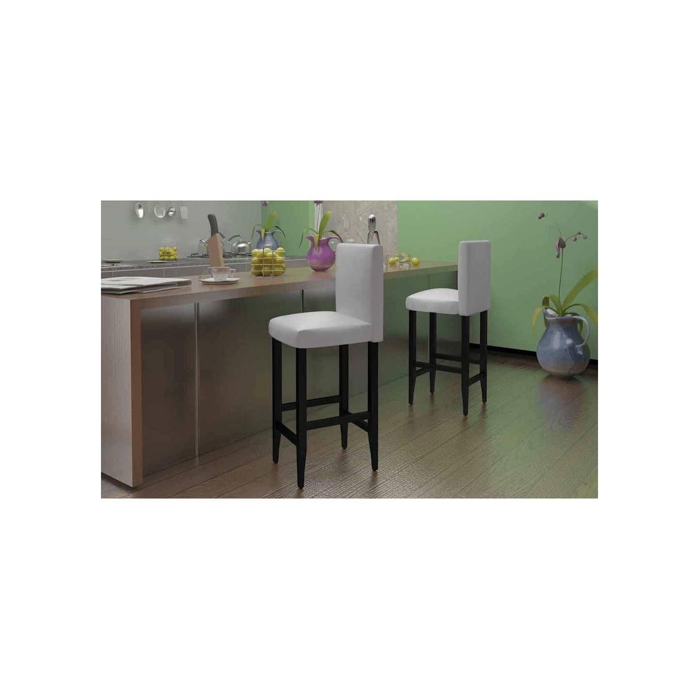 Tabourets de bar lot de 2 blanc similicuir