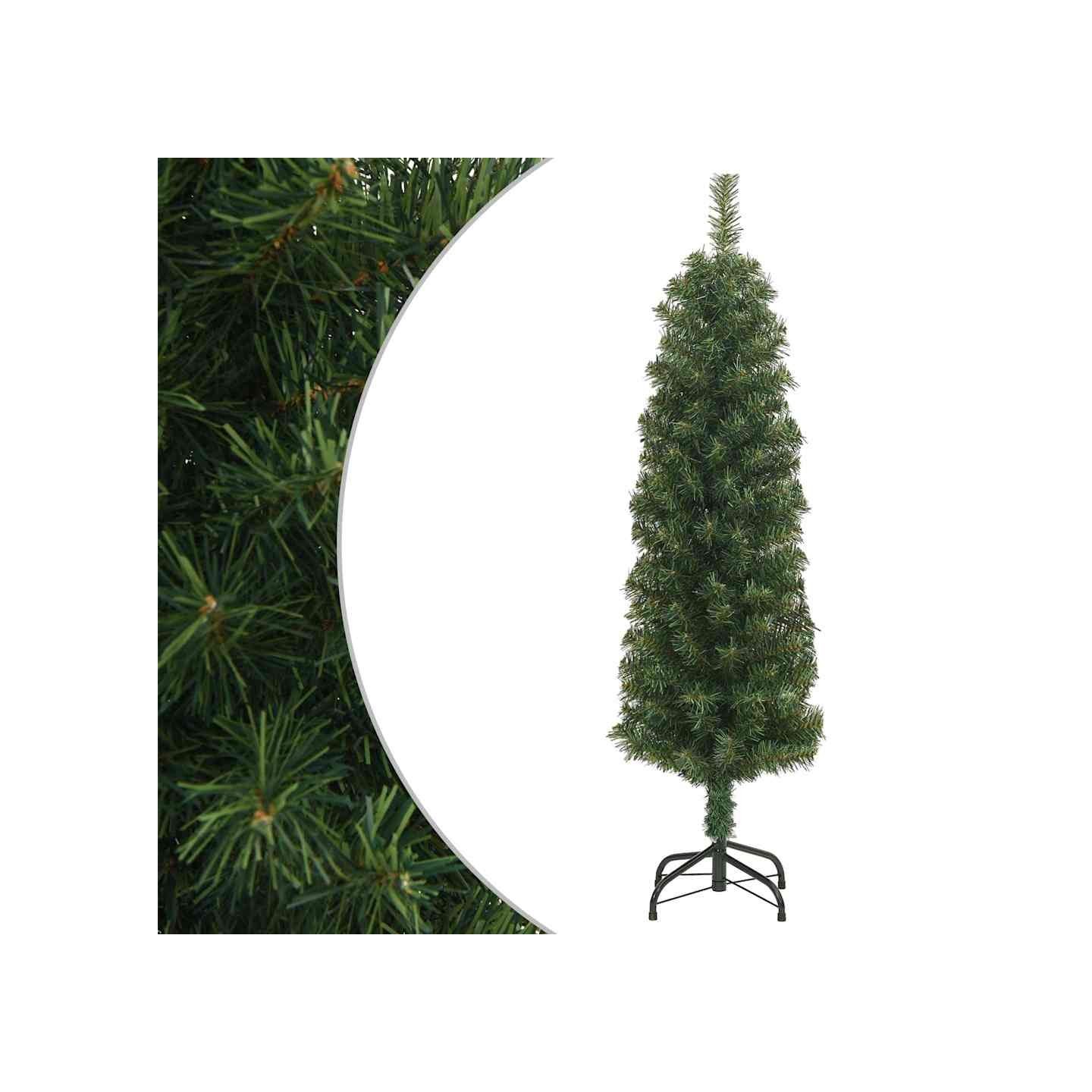 Sapin de Noël artificiel mince avec support vert 150 cm PVC