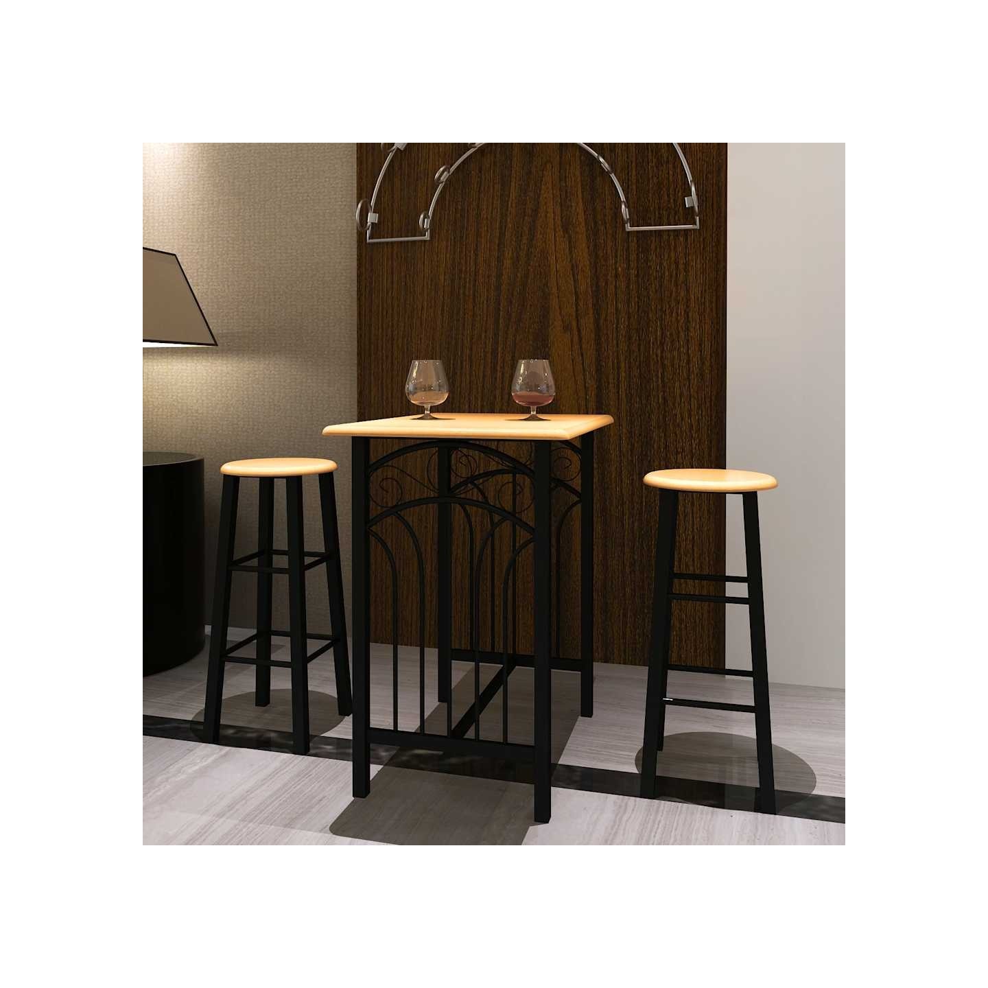 Ensemble de table à dîner Bois brun roux avec noir Acier