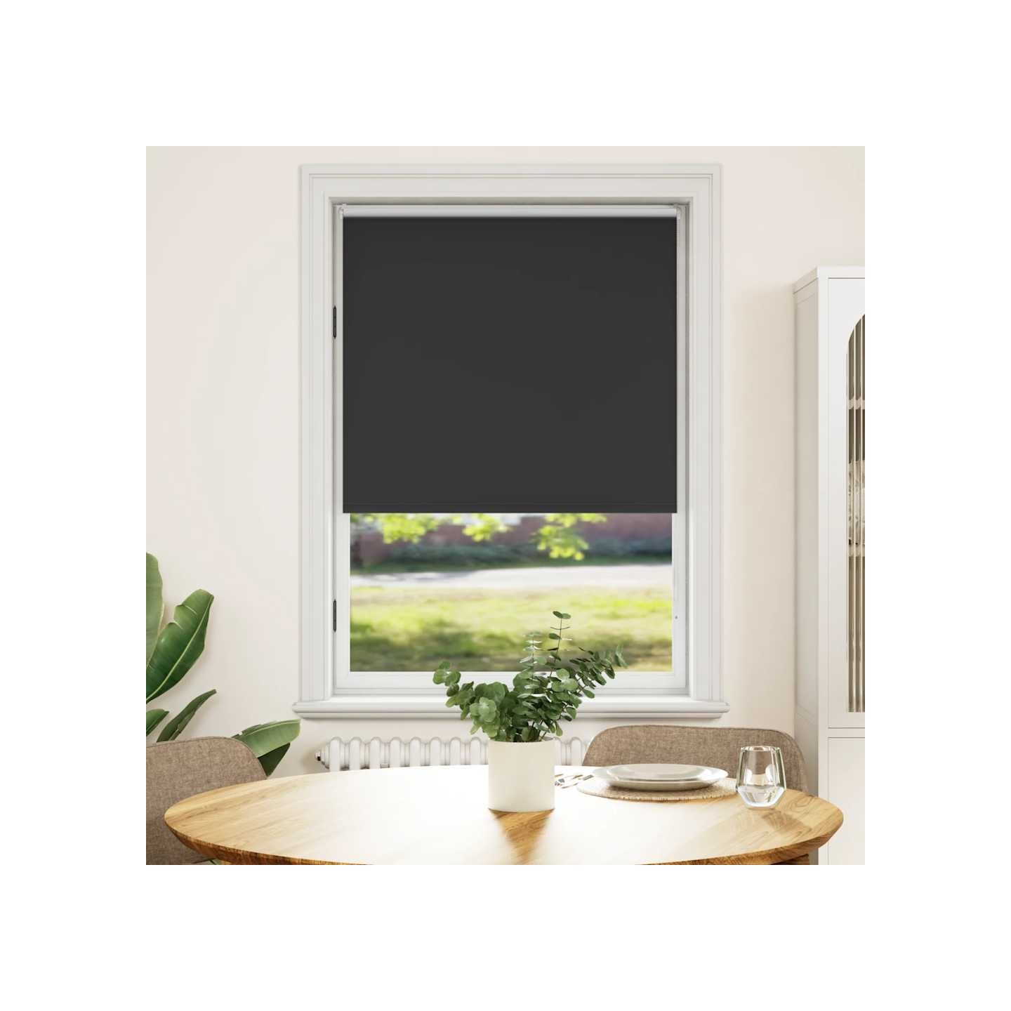 Store enrouleur occultant 84,4x175 cm tissu de 80 cm noir