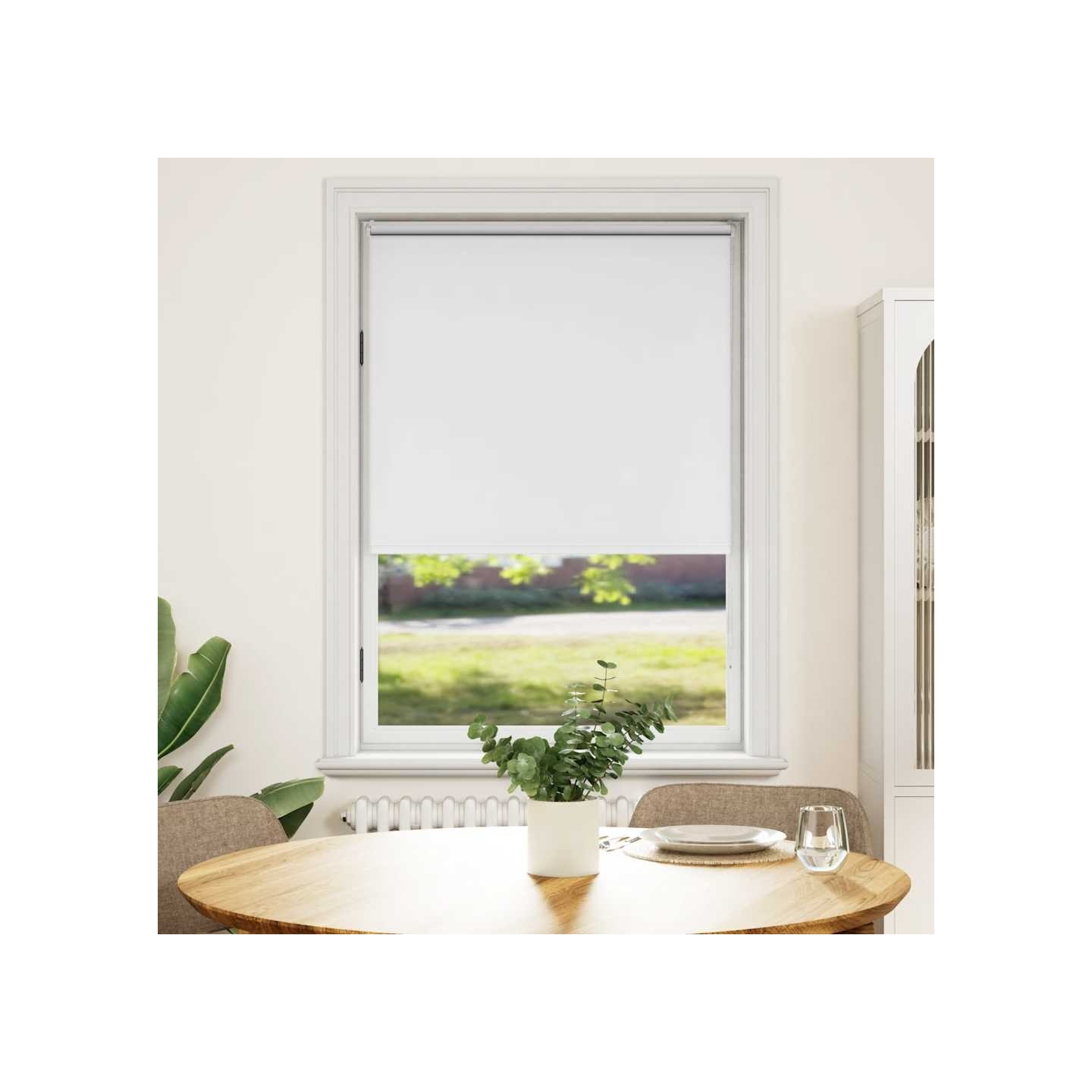 Store enrouleur occultant 84,4x175 cm tissu de 80 cm blanc