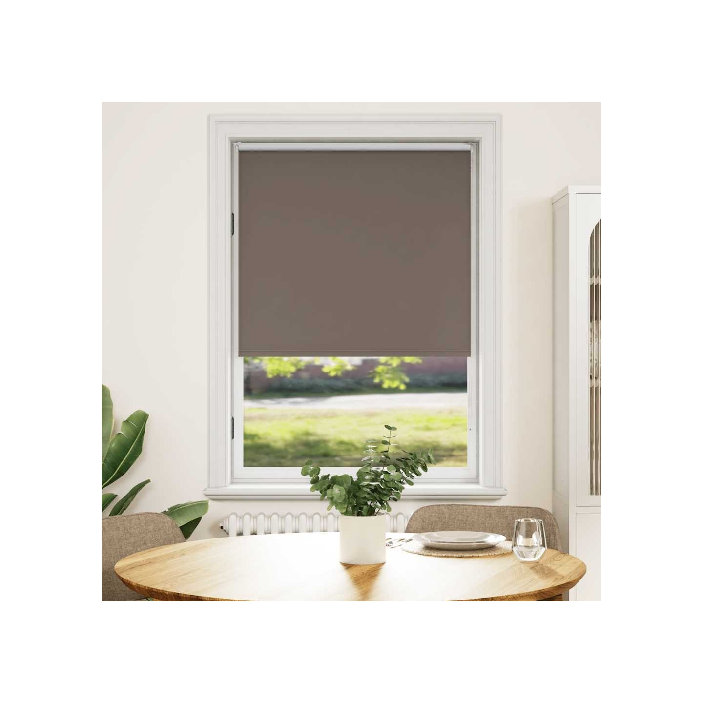 Store enrouleur occultant 124,4 x 175 cm, largeur du tissu 120 cm, couleur café