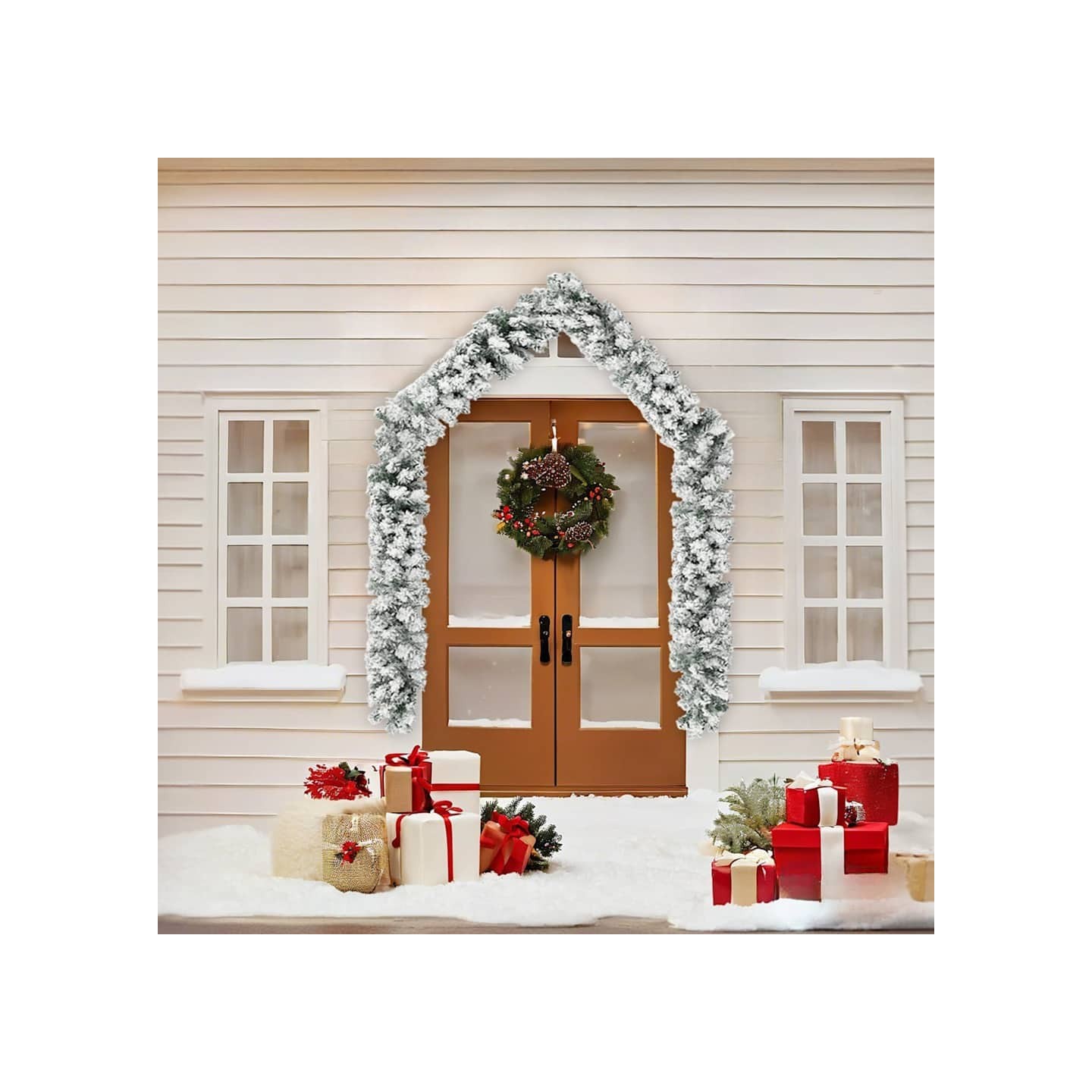Guirlande de Noël avec neige floquée Vert 5 m PVC