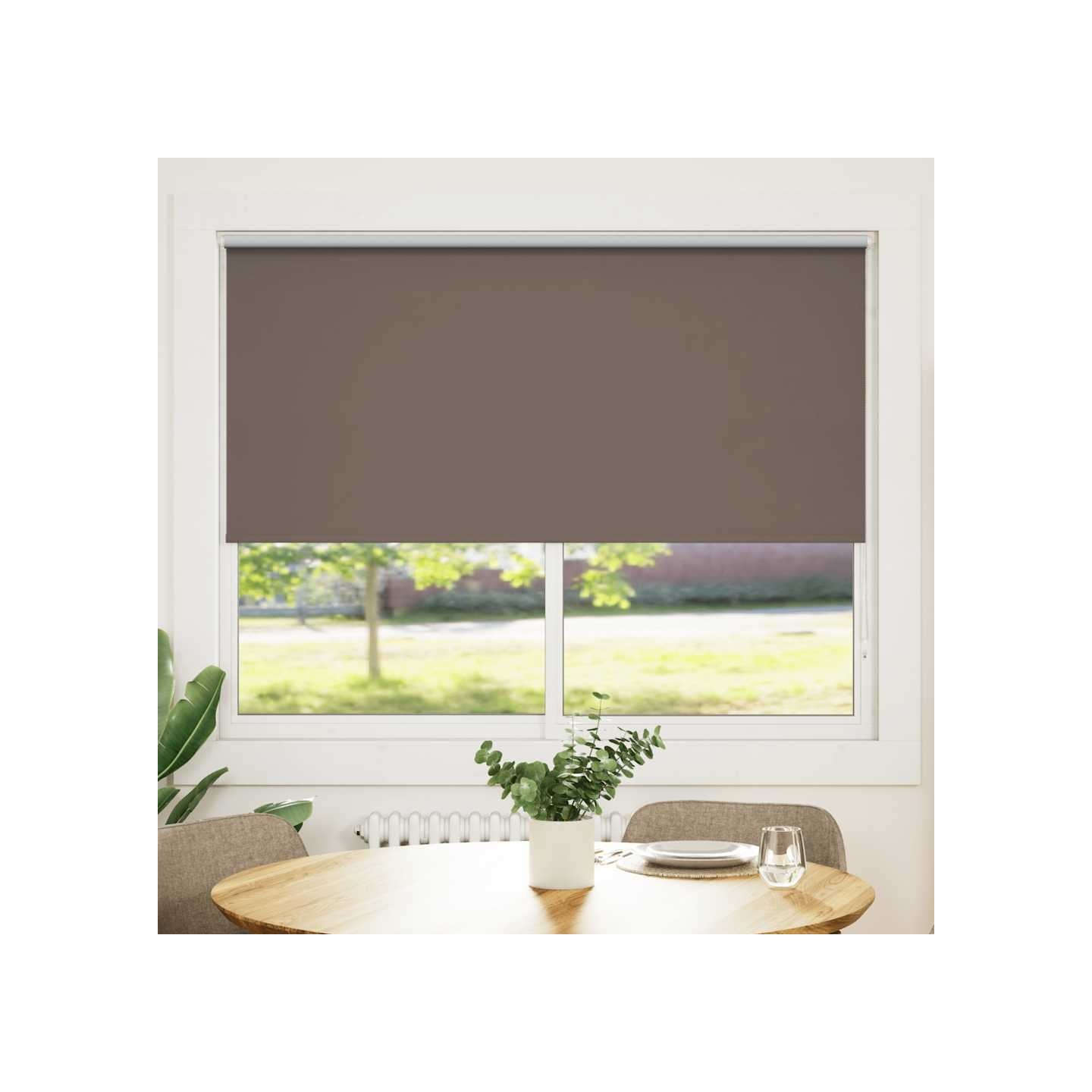 Store enrouleur occultant 144,4 x 175 cm, largeur du tissu 140 cm, couleur café