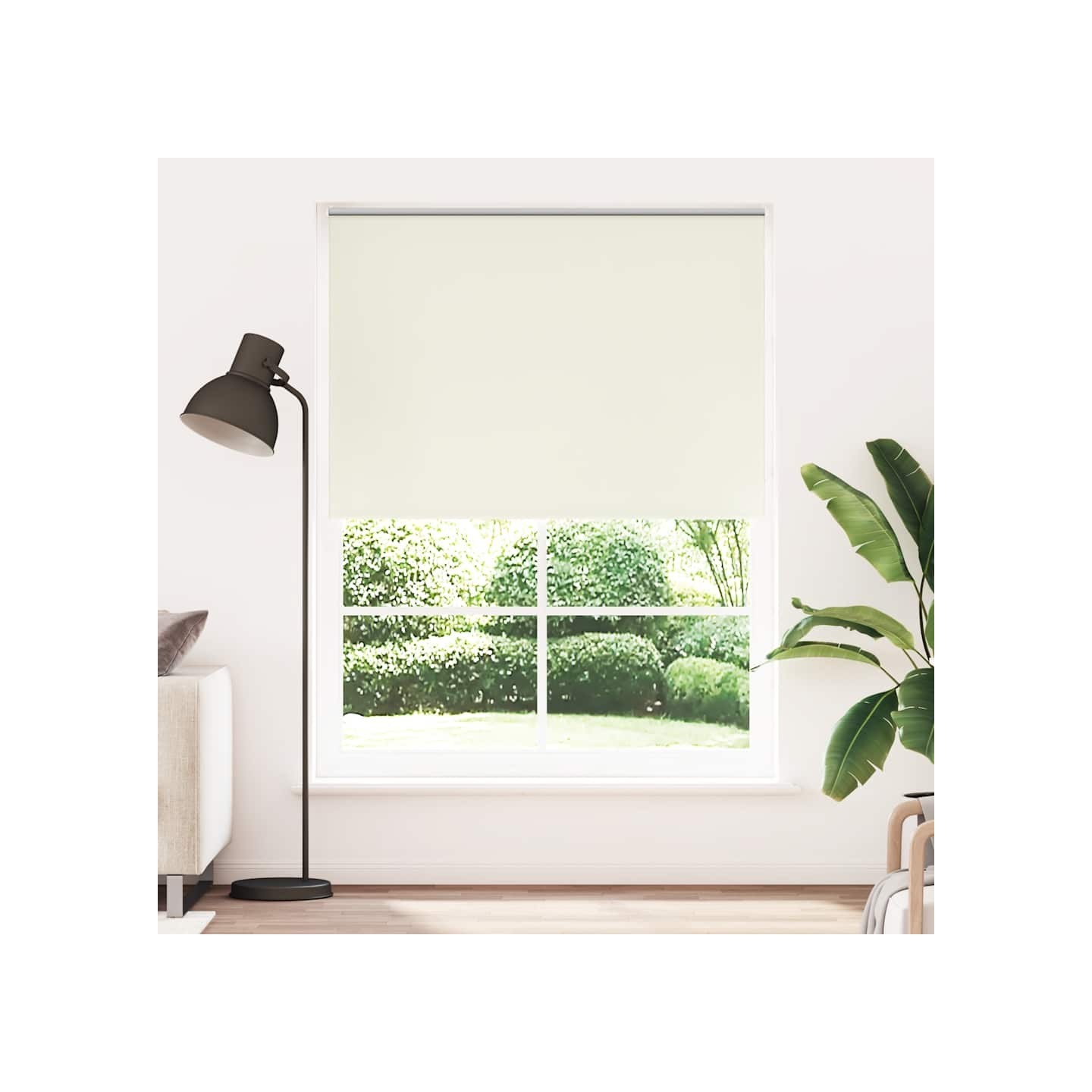 Store enrouleur occultant 144,4 x 230 cm, largeur du tissu 140 cm, blanc cassé