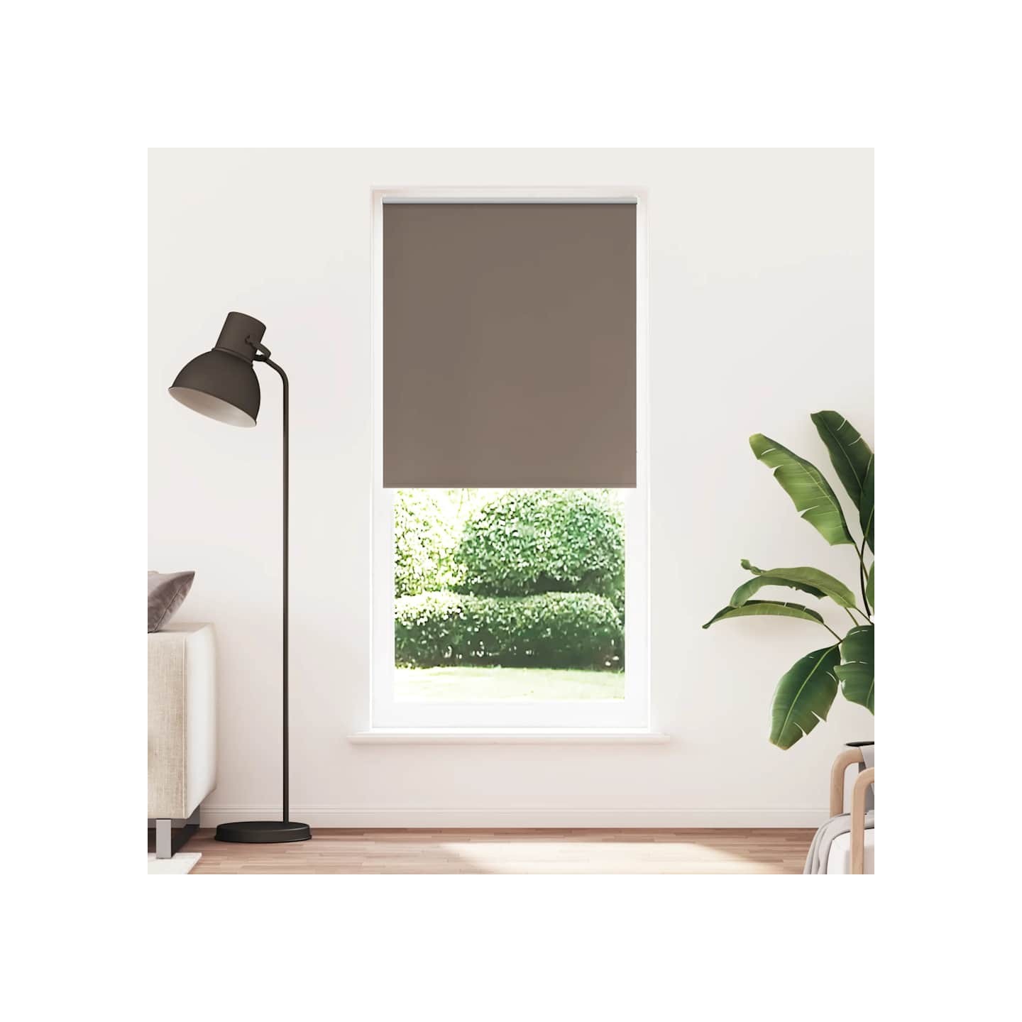Store enrouleur occultant 124,4 x 230 cm, largeur du tissu 120 cm, couleur café