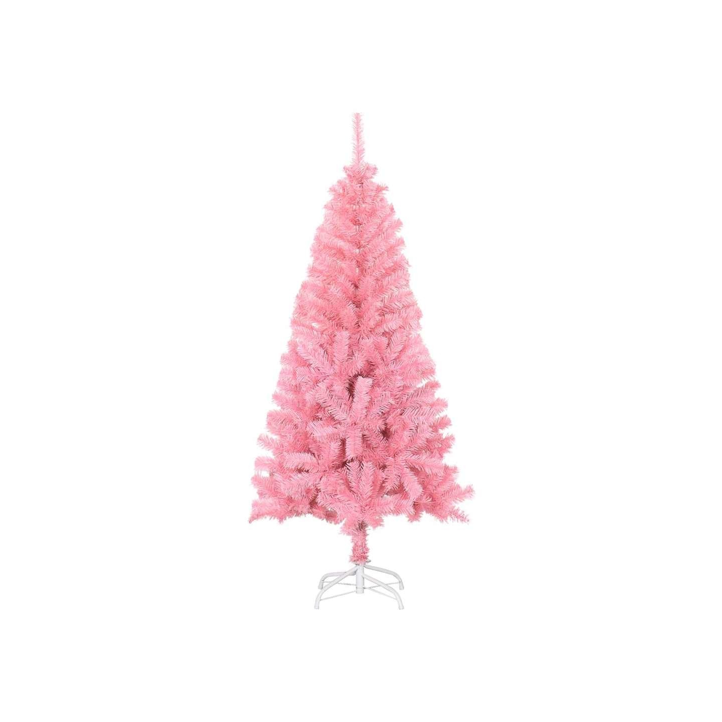 Sapin de Noël artificiel avec support rose 150 cm PVC