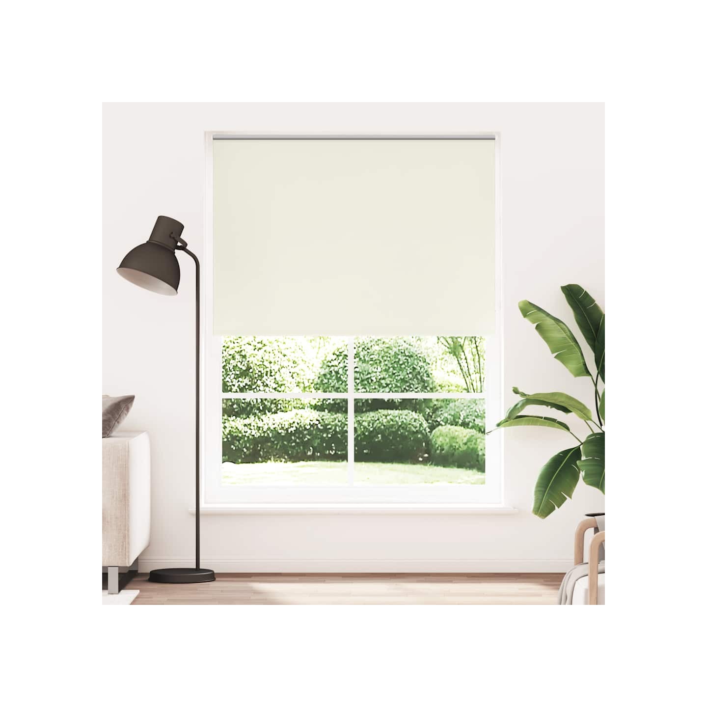 Store enrouleur occultant 164,4 x 230 cm, largeur du tissu 160 cm, blanc cassé