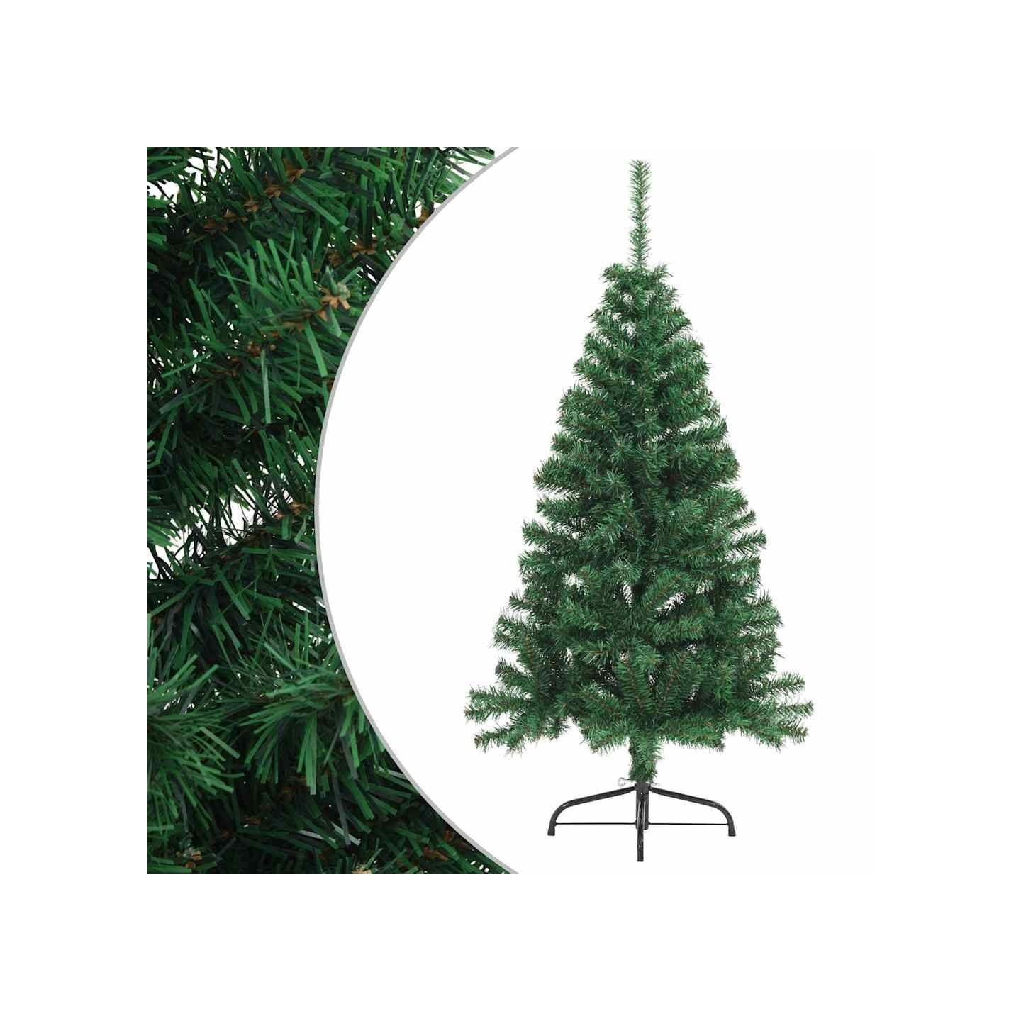 Sapin de Noël artificiel moitié avec support vert 150 cm PVC
