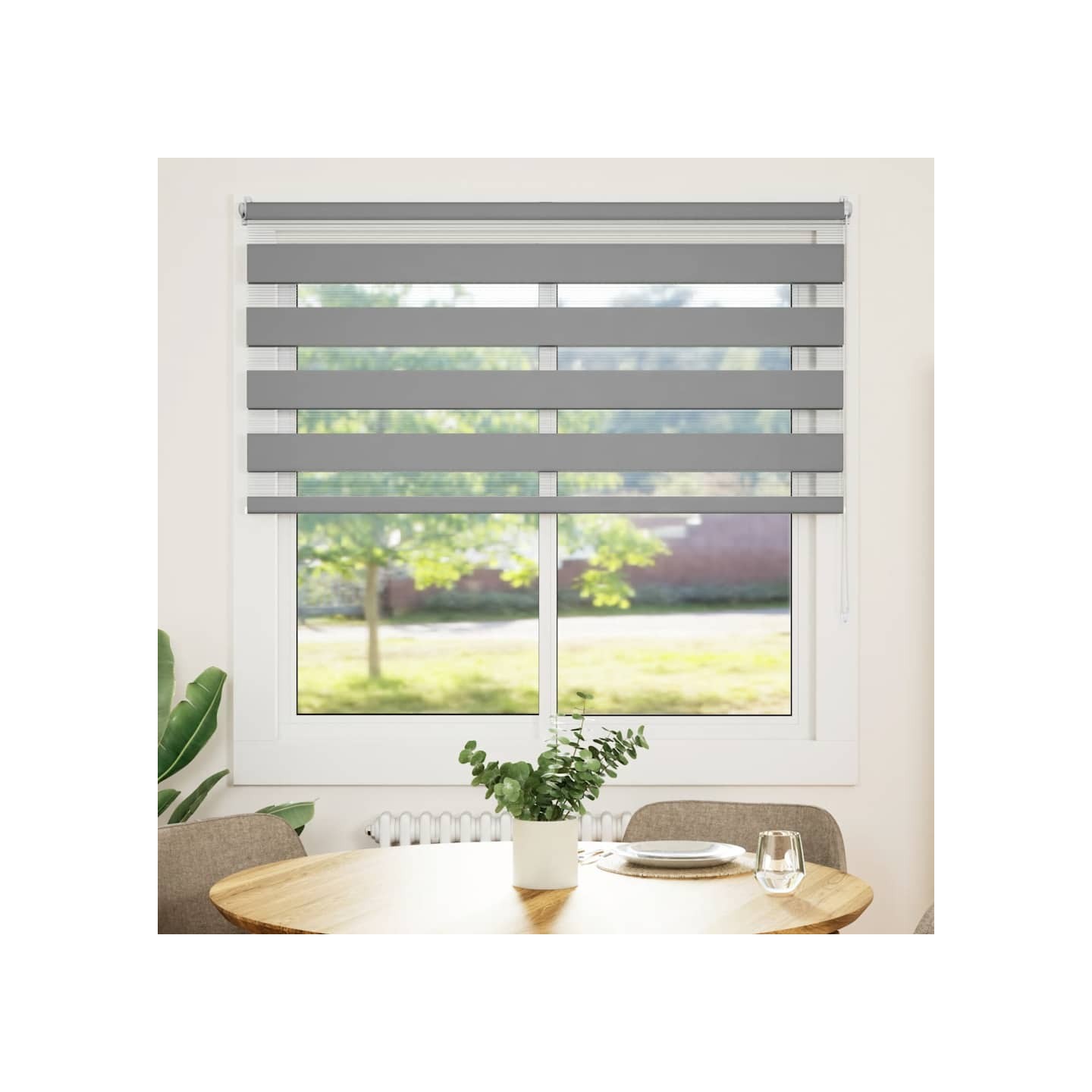 Store vénitien zébré 120,9 x 175 cm, largeur du tissu 116,7 cm, gris