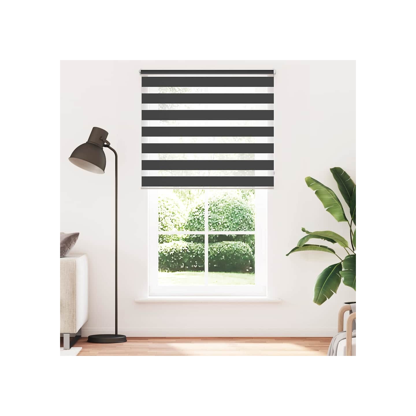 Store vénitien zébré 120,9 x 230 cm, largeur du tissu 116,7 cm, noir