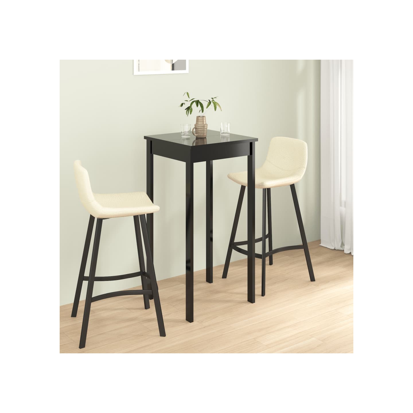 Table de bar MDF noir 55x55x107 cm