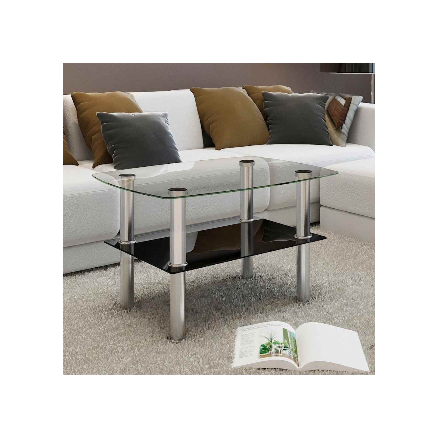 Table basse avec 2 étagères Verre