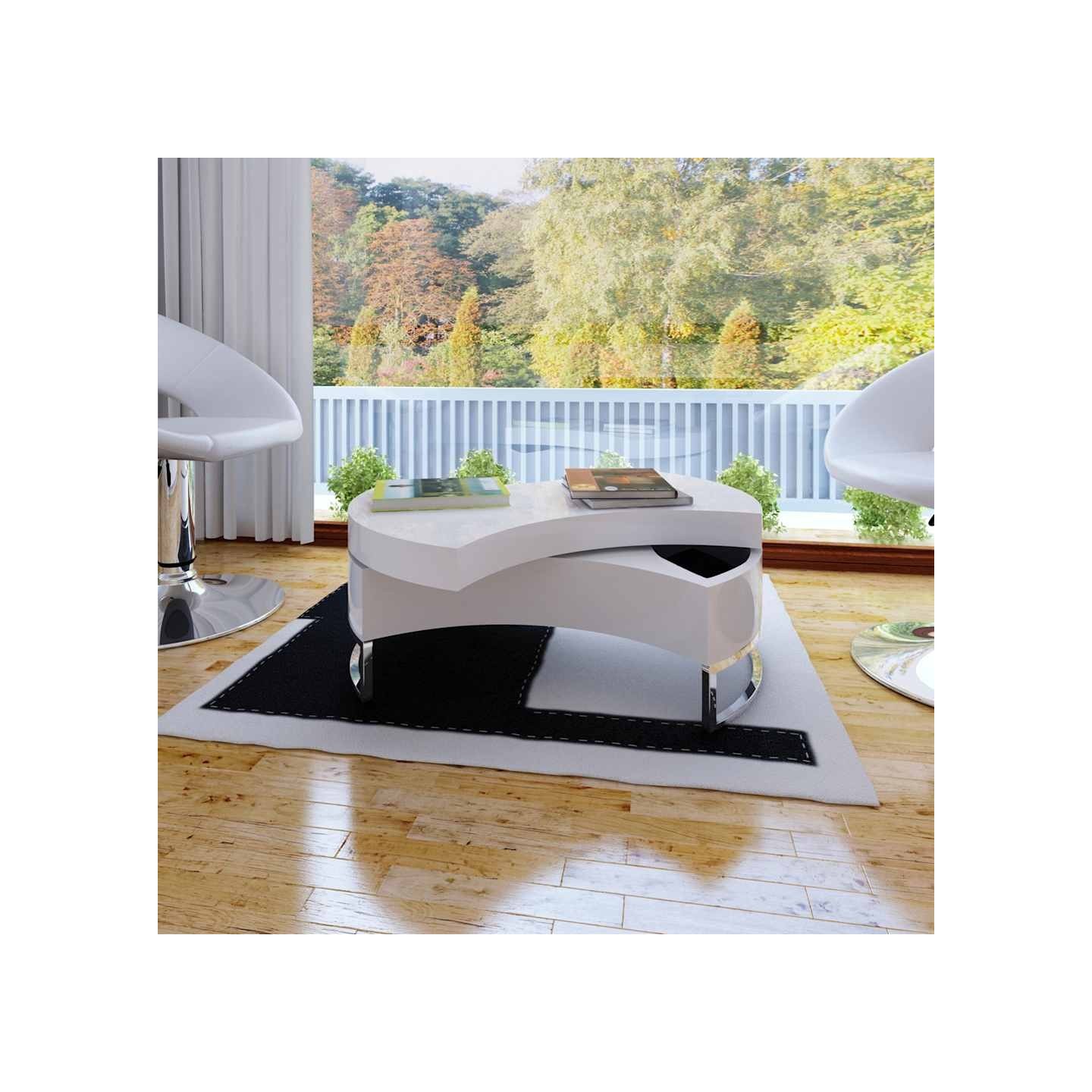 Table basse à forme réglable blanc brillant