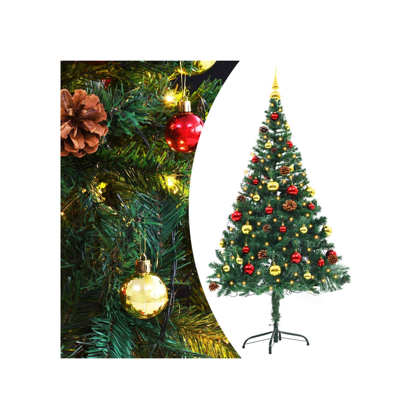 Arbre de Noël artificiel pré-éclairé avec boules vert 150 cm