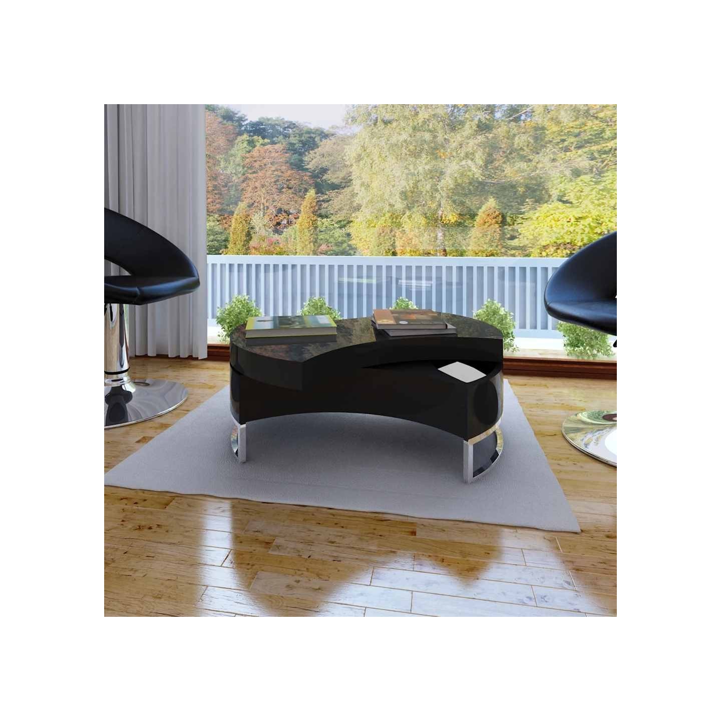 Table basse à forme réglable noir brillant