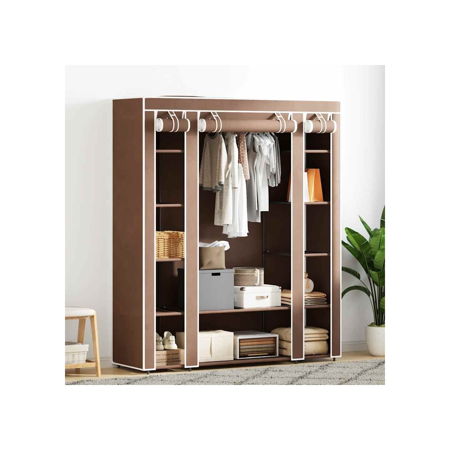 Armoire avec compartiments et tiges 45 x 150 x 176 cm Marron